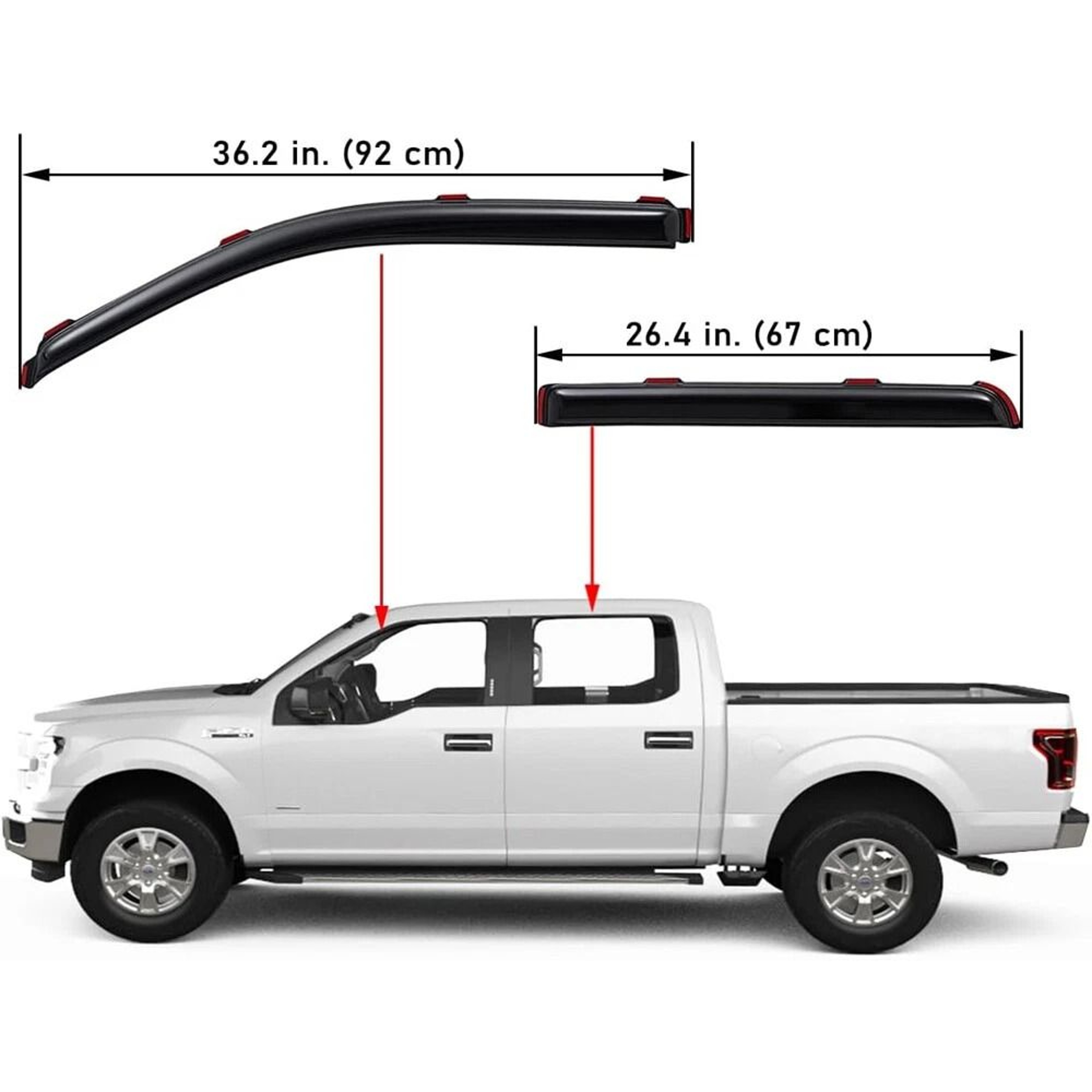 Ford SuperCrew InChannel Window Visors Dark Smoke Rain Guards 16