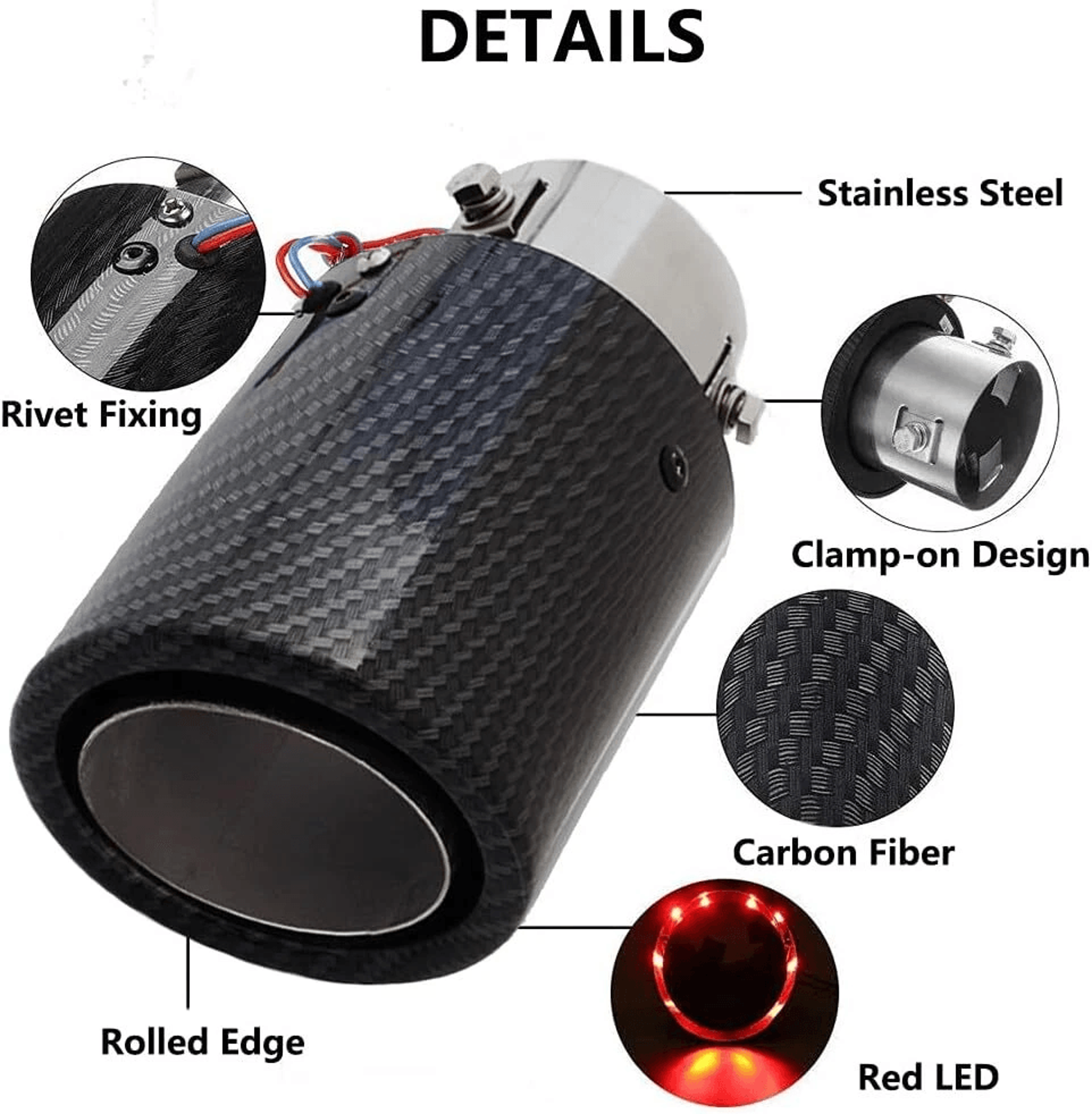 Universal LED Carbon Fiber Exhaust Tip 7