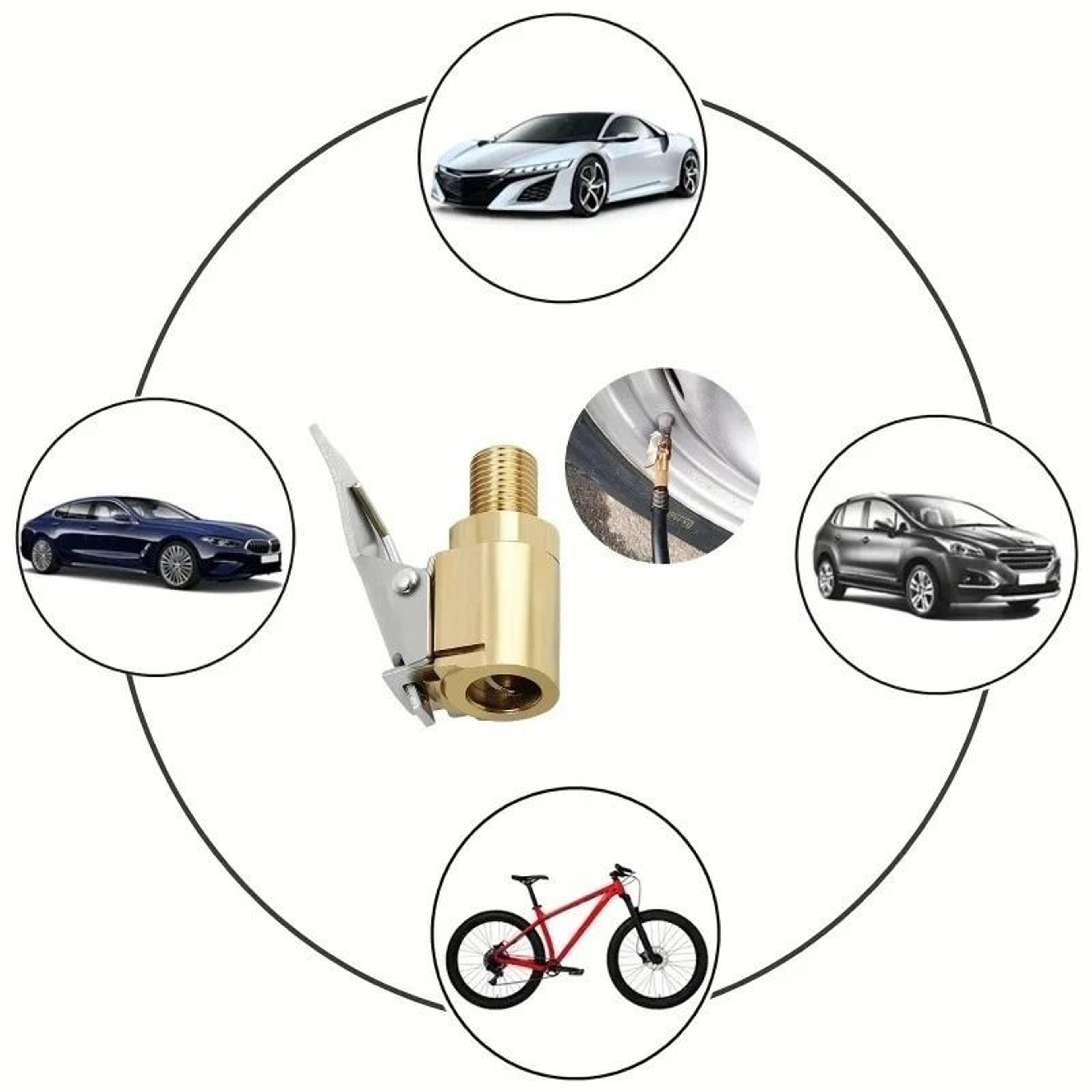Brass Locking Air Chuck Tire Inflator Adapter For Fast No Leak Tire Filling 4