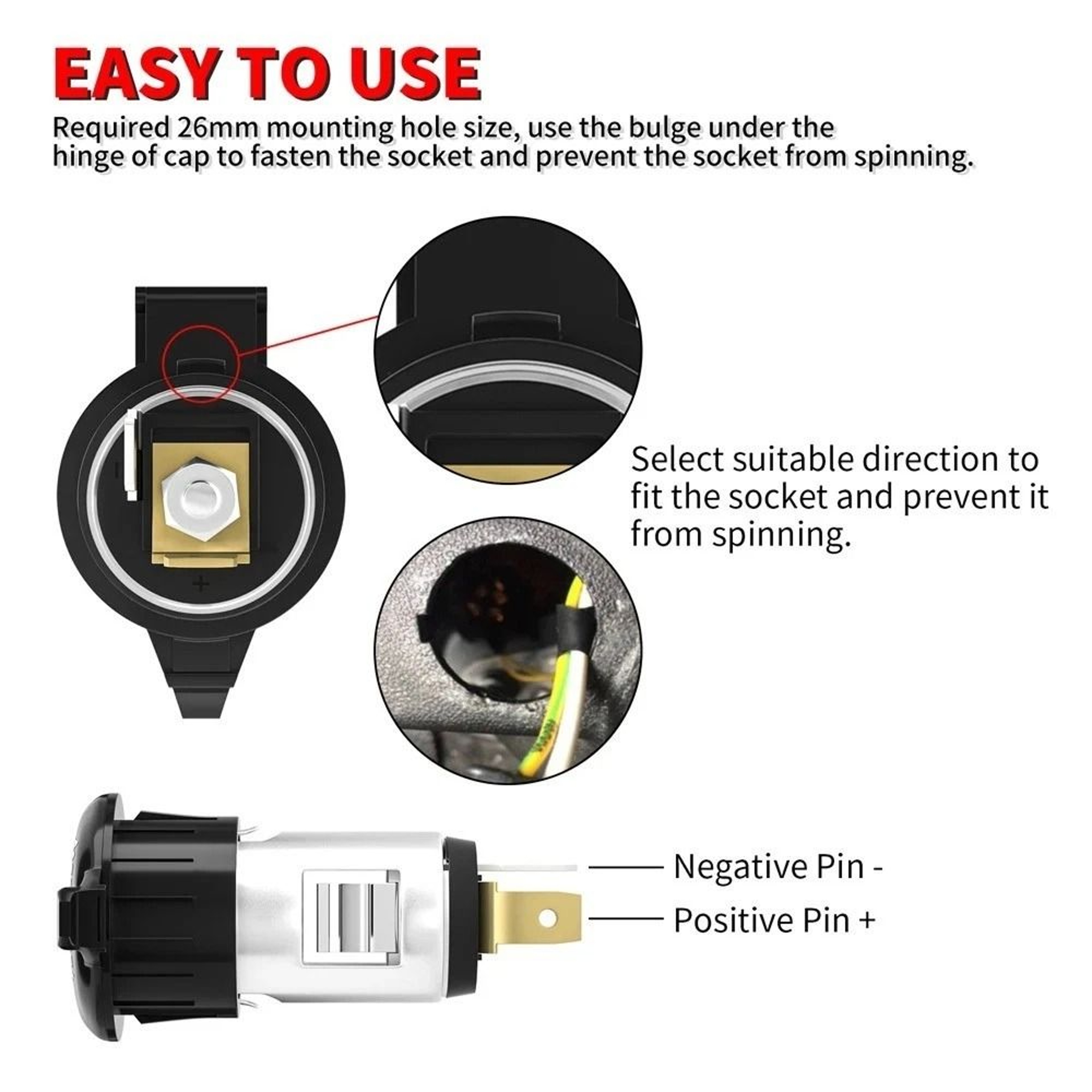 Cigarette Lighter Socket Car Power Outlet Adapter With Fuse For Car Truck Boat Motorcycle 4