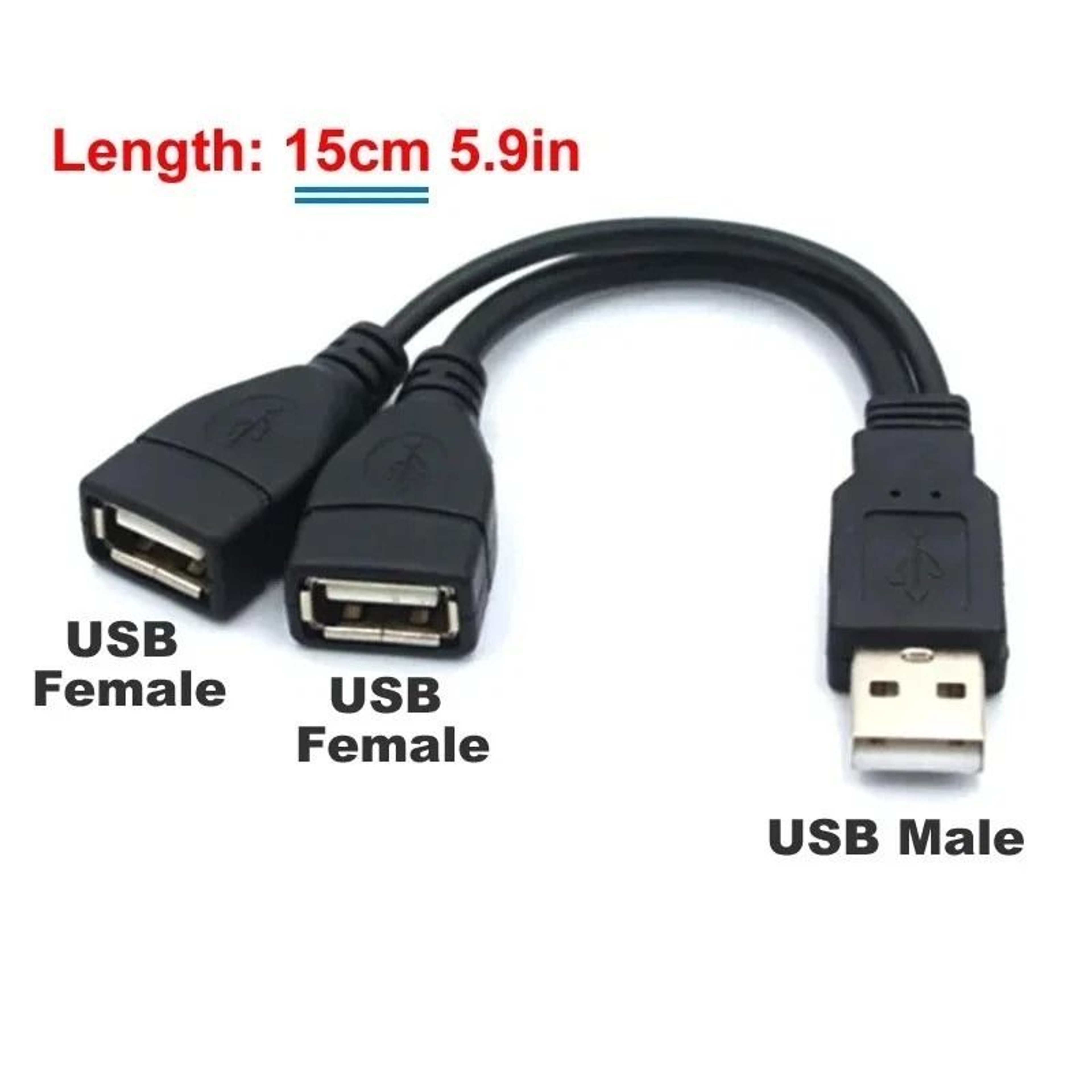 USB Y Splitter Cable 1 Male To 2 Female USB Extension Adapter For PC And Car 1