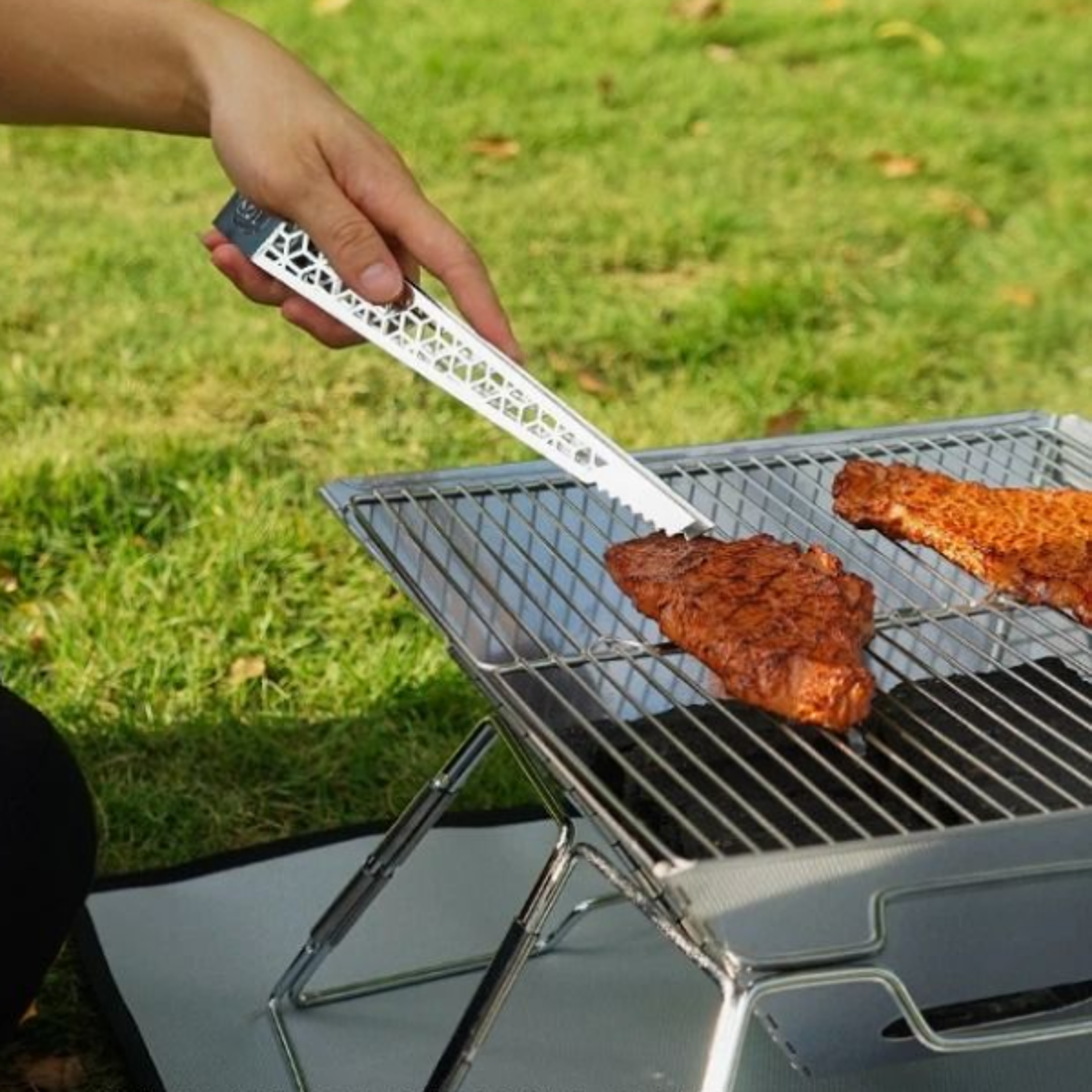 3936711462ss Steel BBQ Tongs For Grilling Bread Pastry And Serving 0