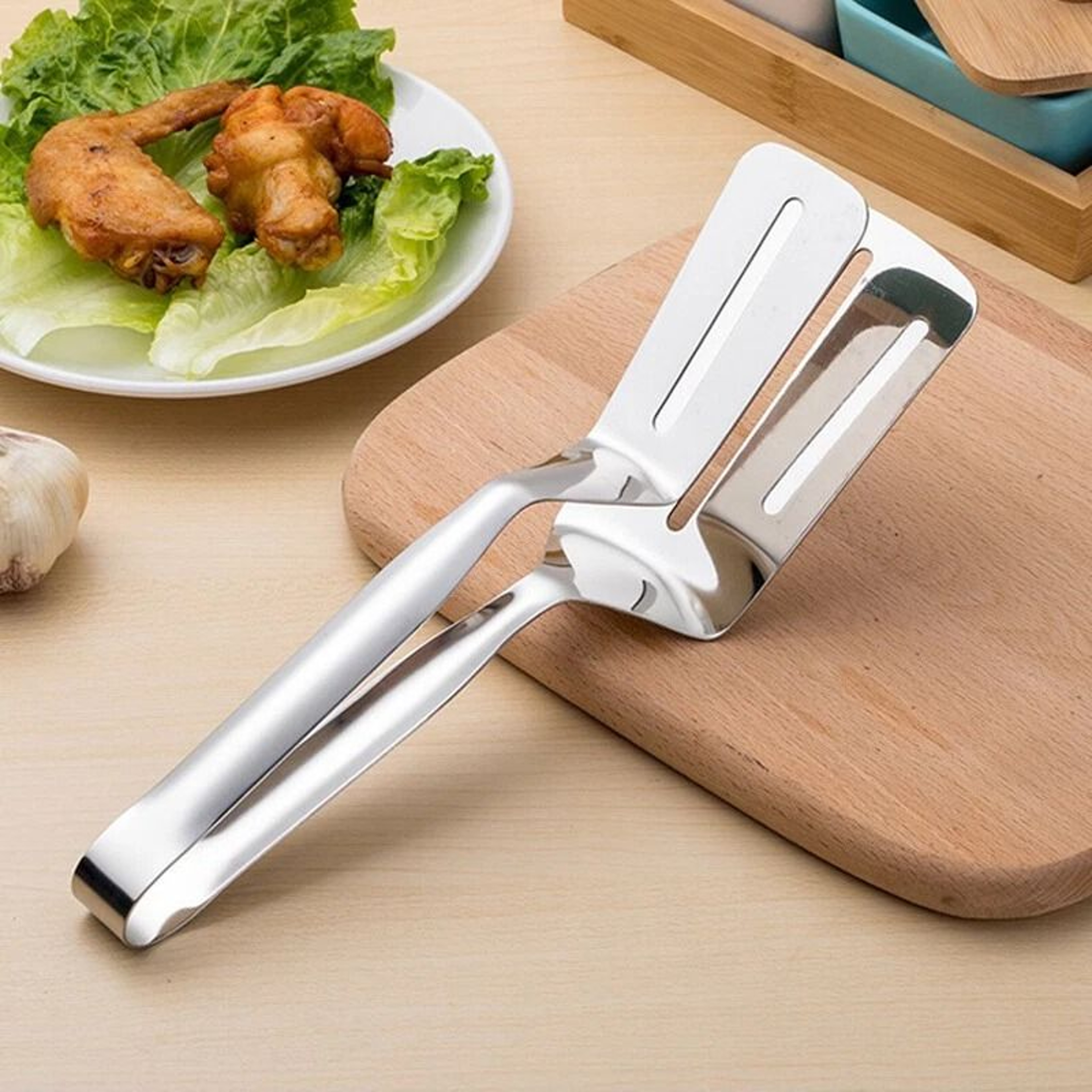Stainless Steel Steak Clamp Tongs For BBQ Meat Bread And Kitchen Cooking 8