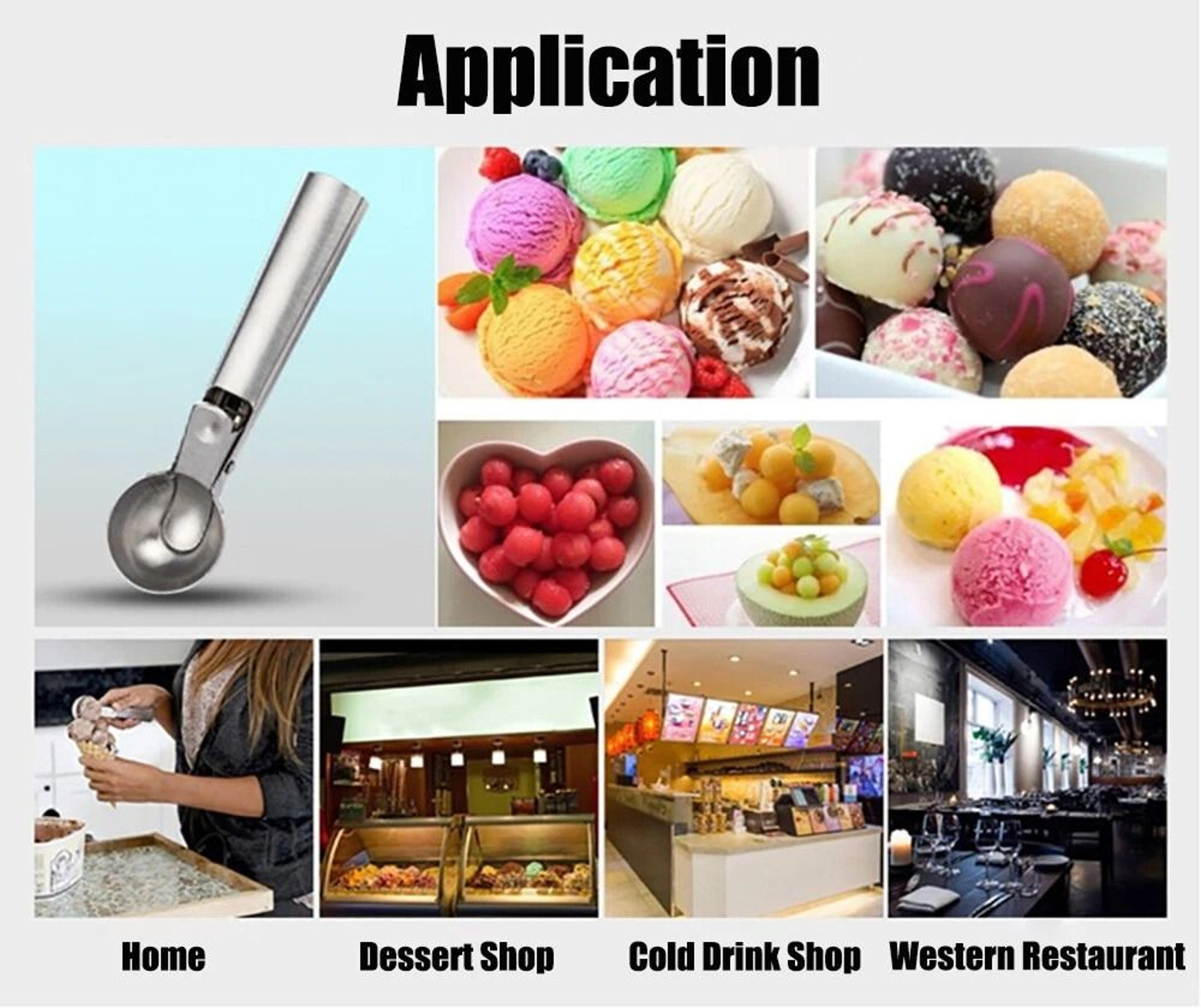 Stainless Steel Ice Cream Scoop With Trigger Release For Cookies Dough And Fruit 5