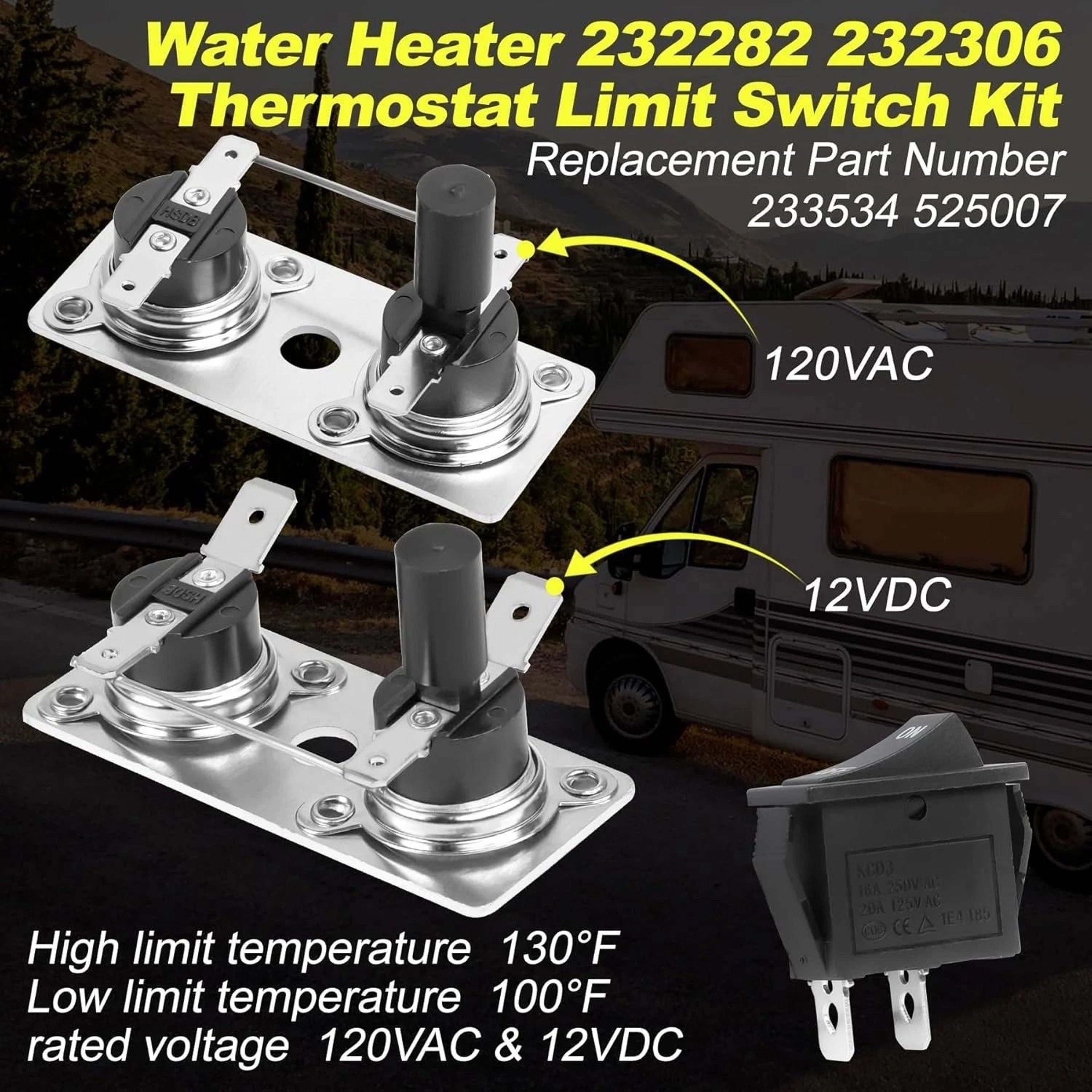 Suburban RV Water Heater Thermostat Kit Limit Switch Replacement For SW Series 8