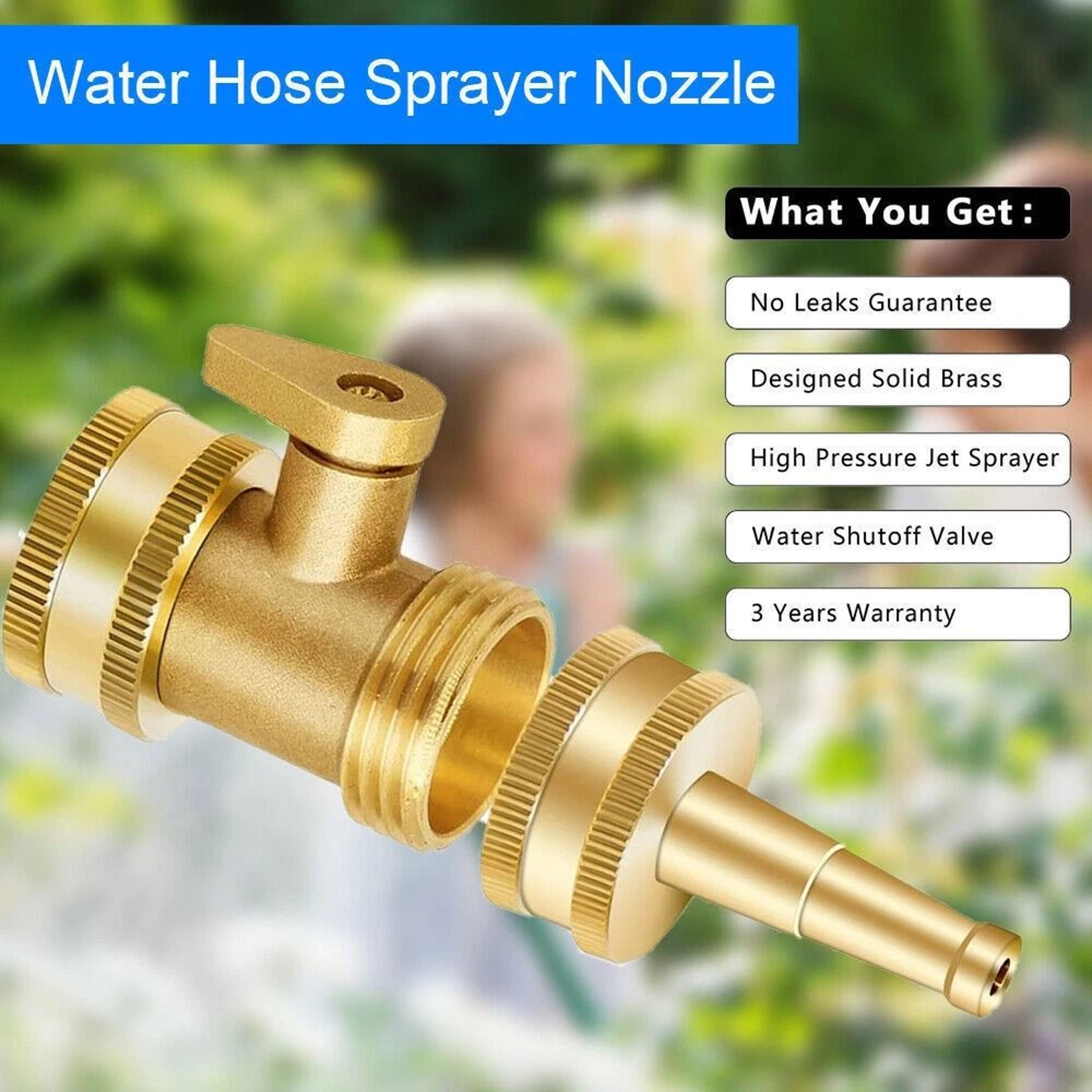 Heavy Duty Brass Garden Hose Shut Off Valve GHT Connector 4Piece Set 5