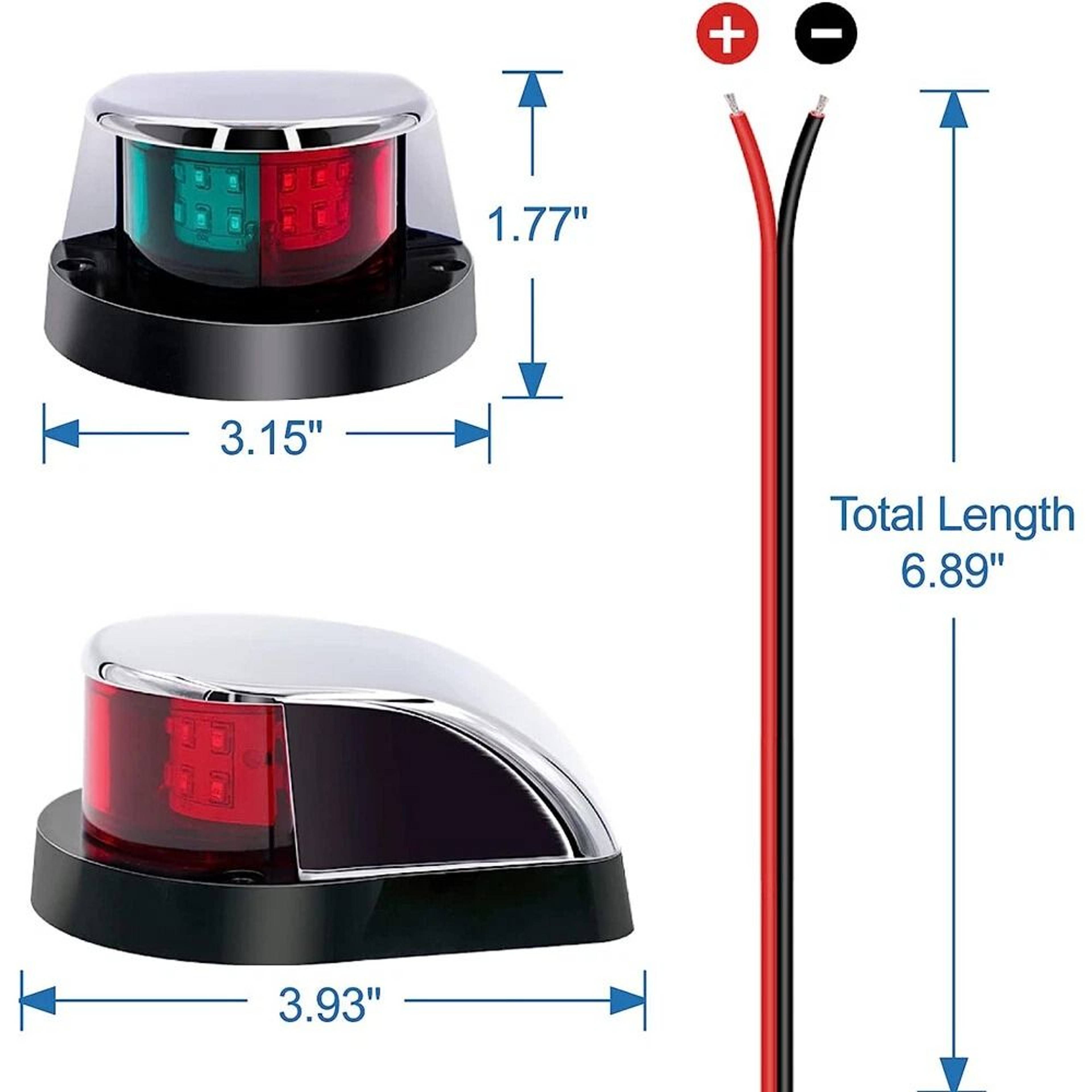 LED Boat Bow Light Red Green Waterproof Marine Navigation Light 3