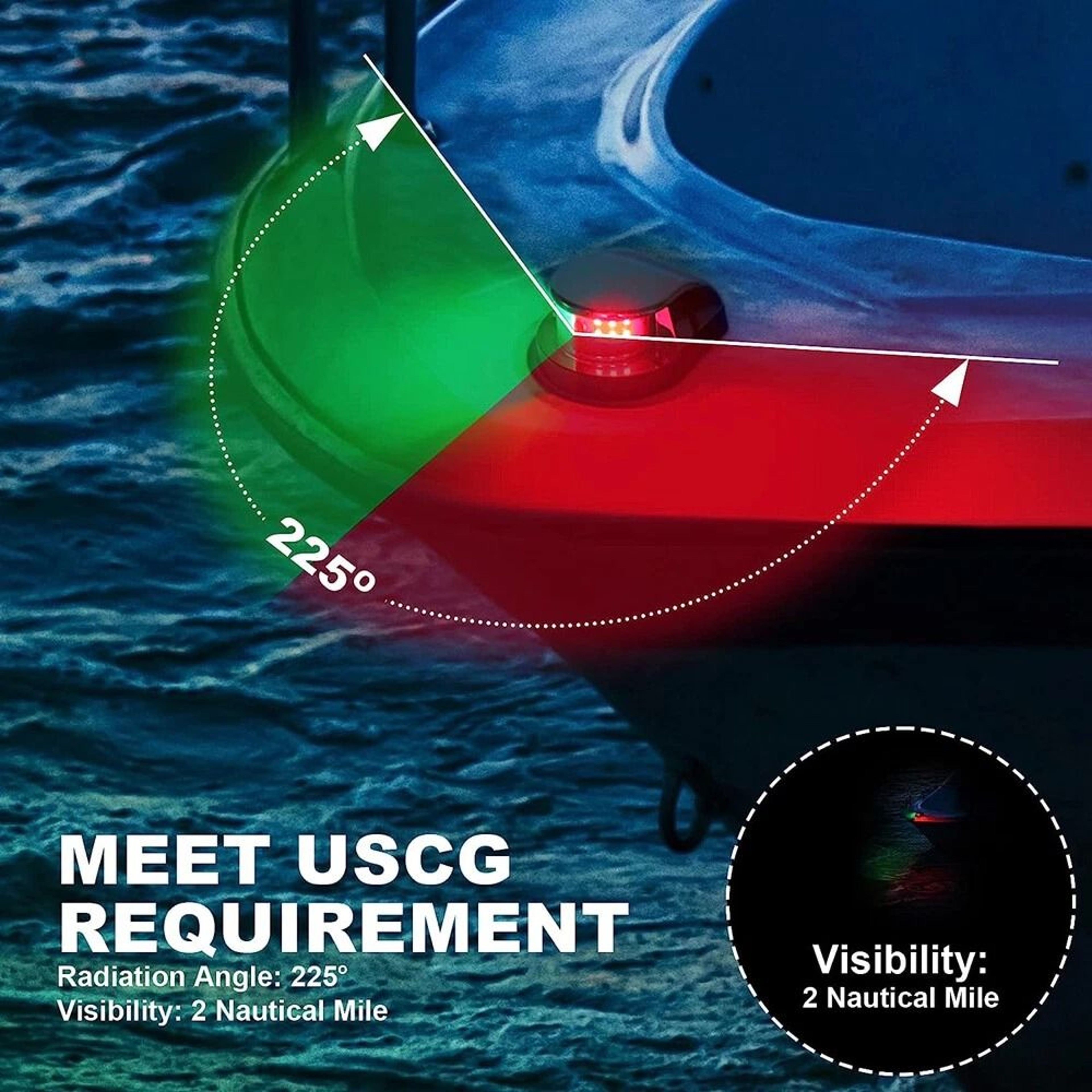 LED Boat Bow Light Red Green Waterproof Marine Navigation Light 7