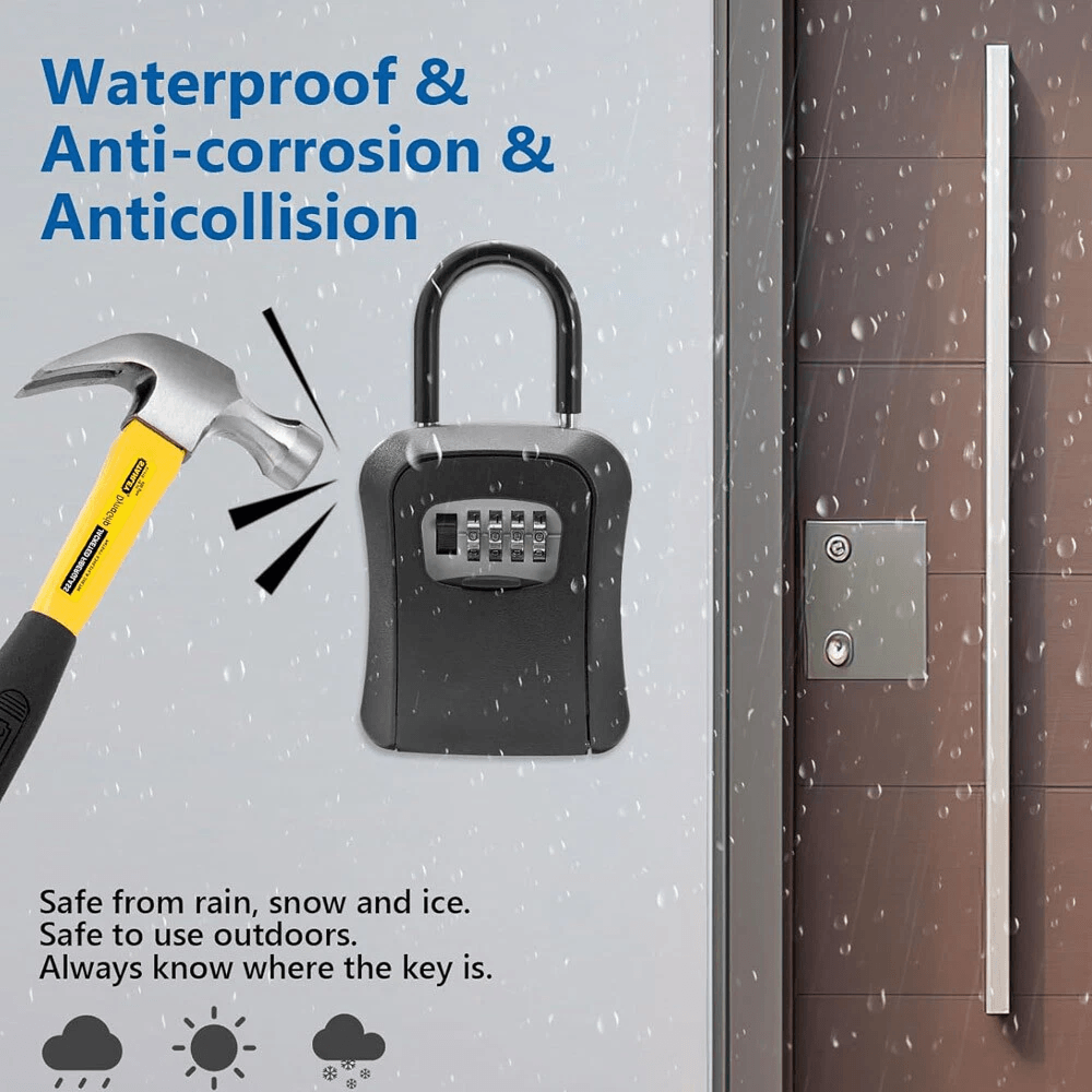 Portable Combination Key Lock Box For Outside Wall Mounted House Key Safe 2