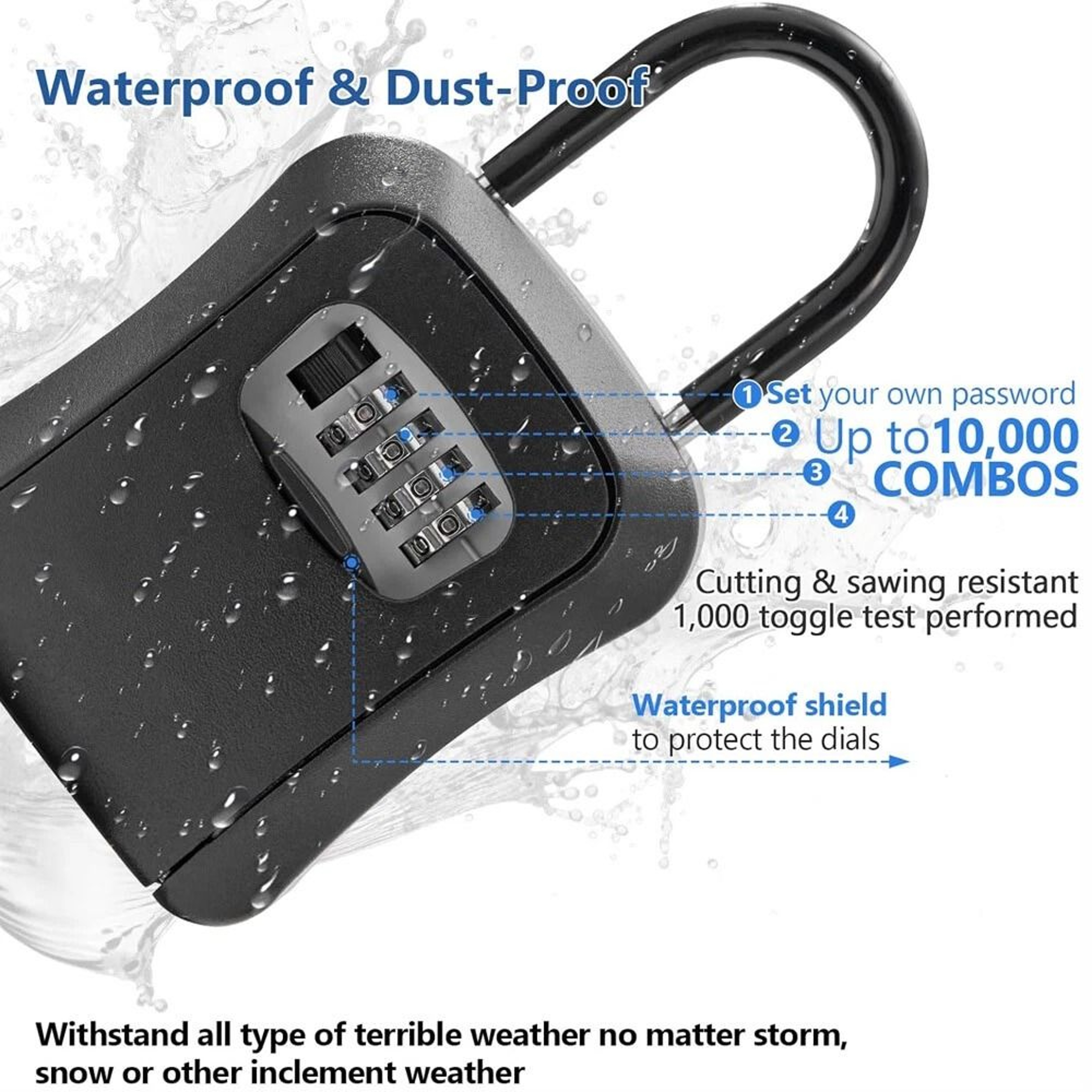 Portable Combination Key Lock Box For Outside Wall Mounted House Key Safe 3