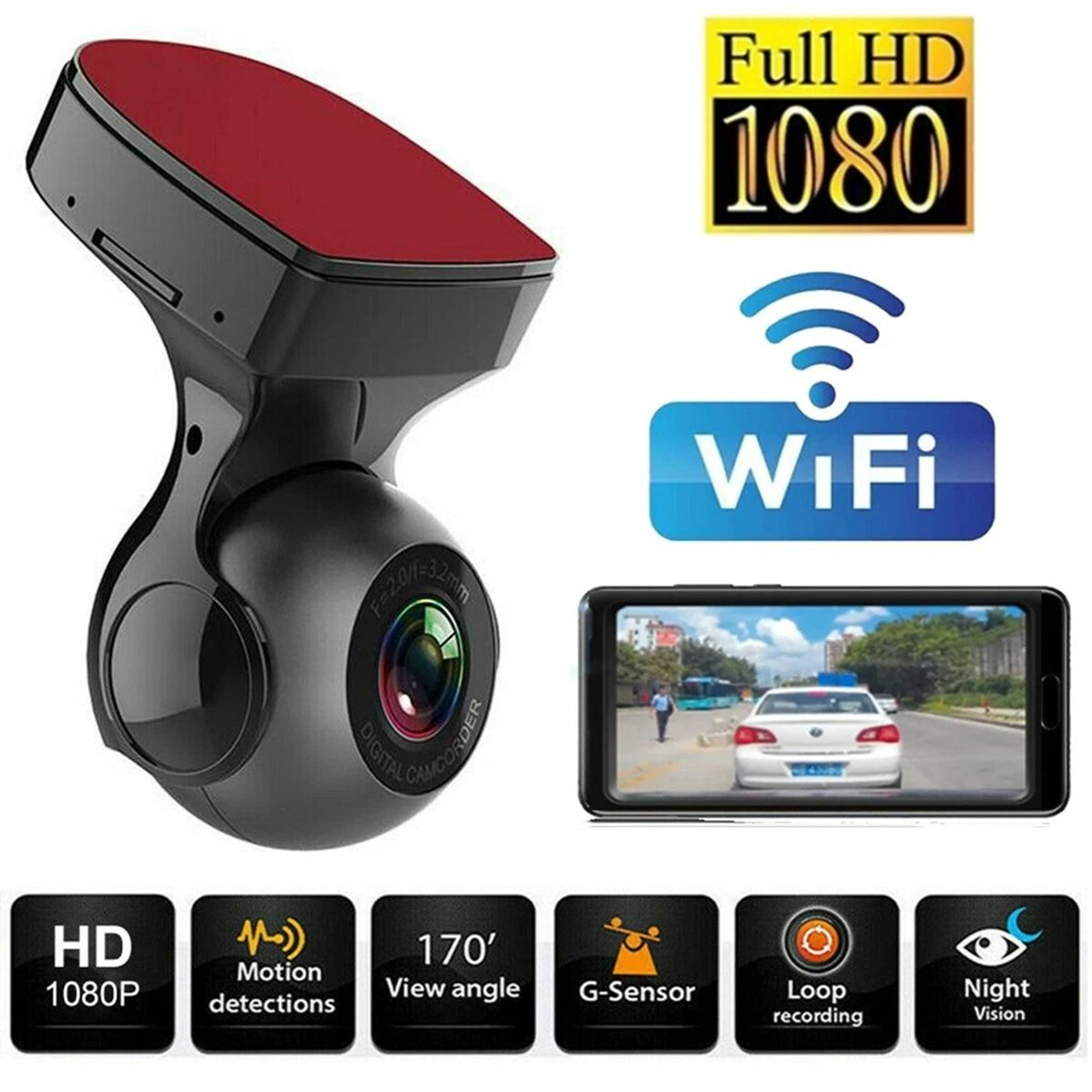 WiFi Dash Cam For Cars With Wide Angle And G Sensor 10