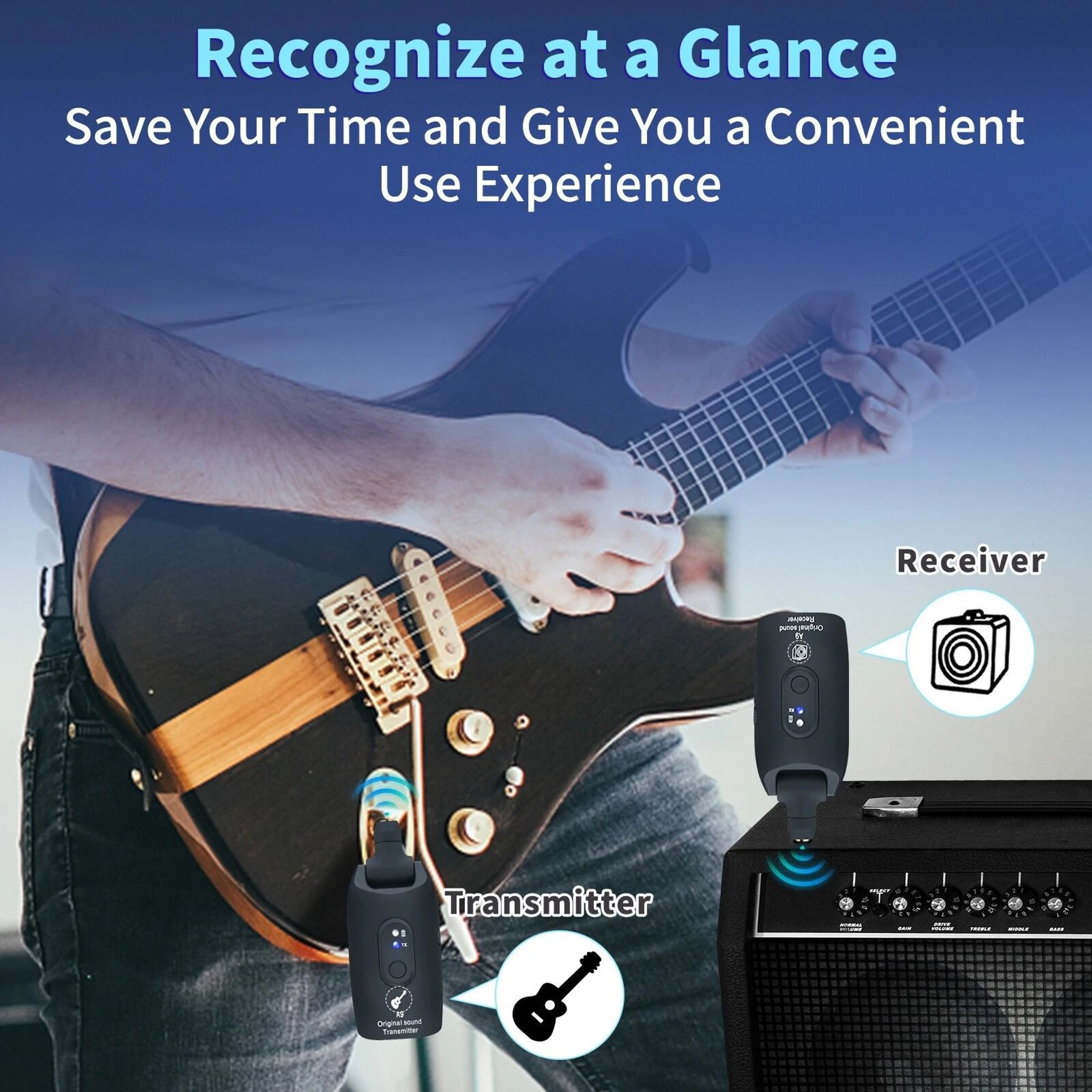 Wireless Guitar System Transmitter Receiver For Electric Guitar And Bass 3
