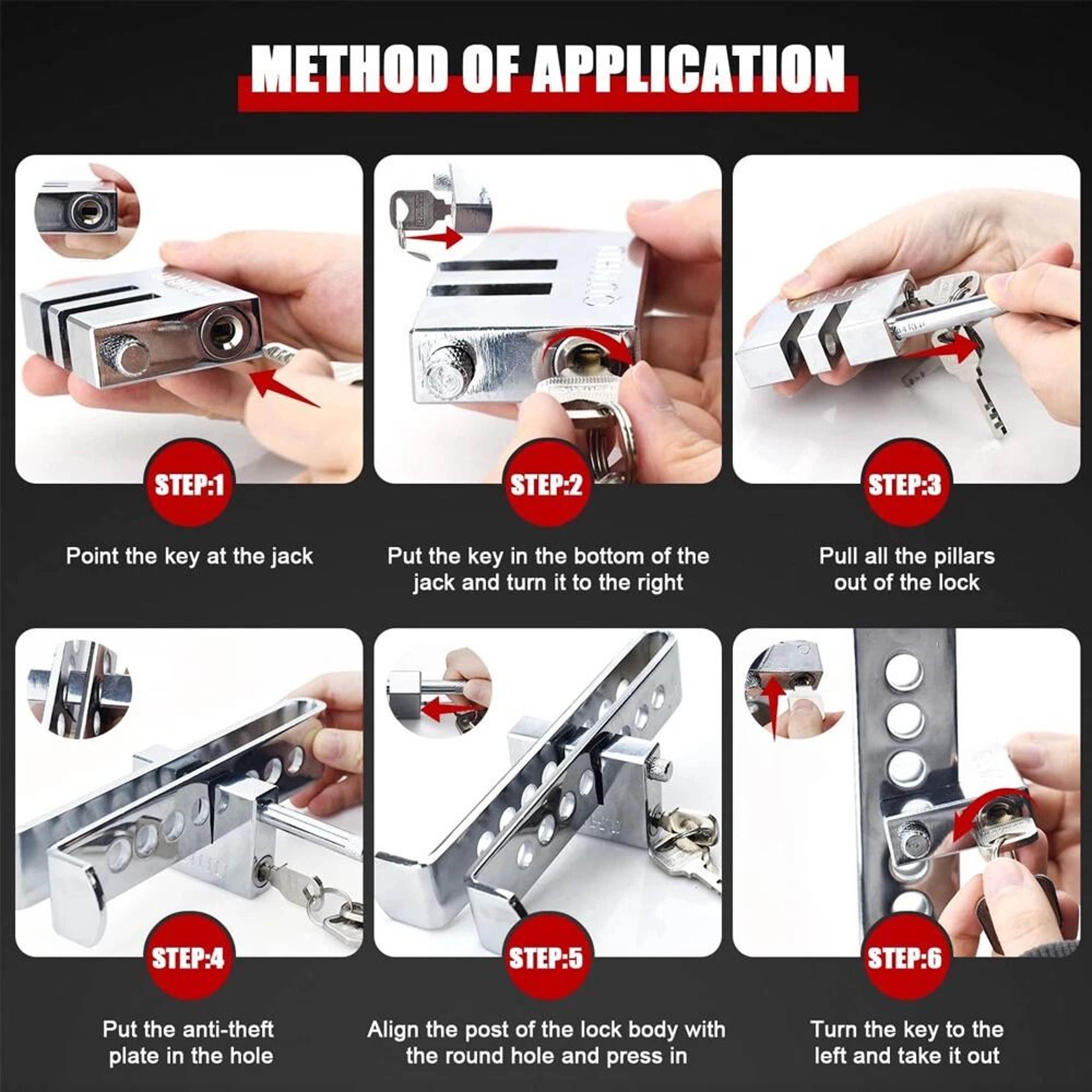 Stainless Steel Brake Pedal Lock Anti Theft Vehicle Security With 3 Keys 9