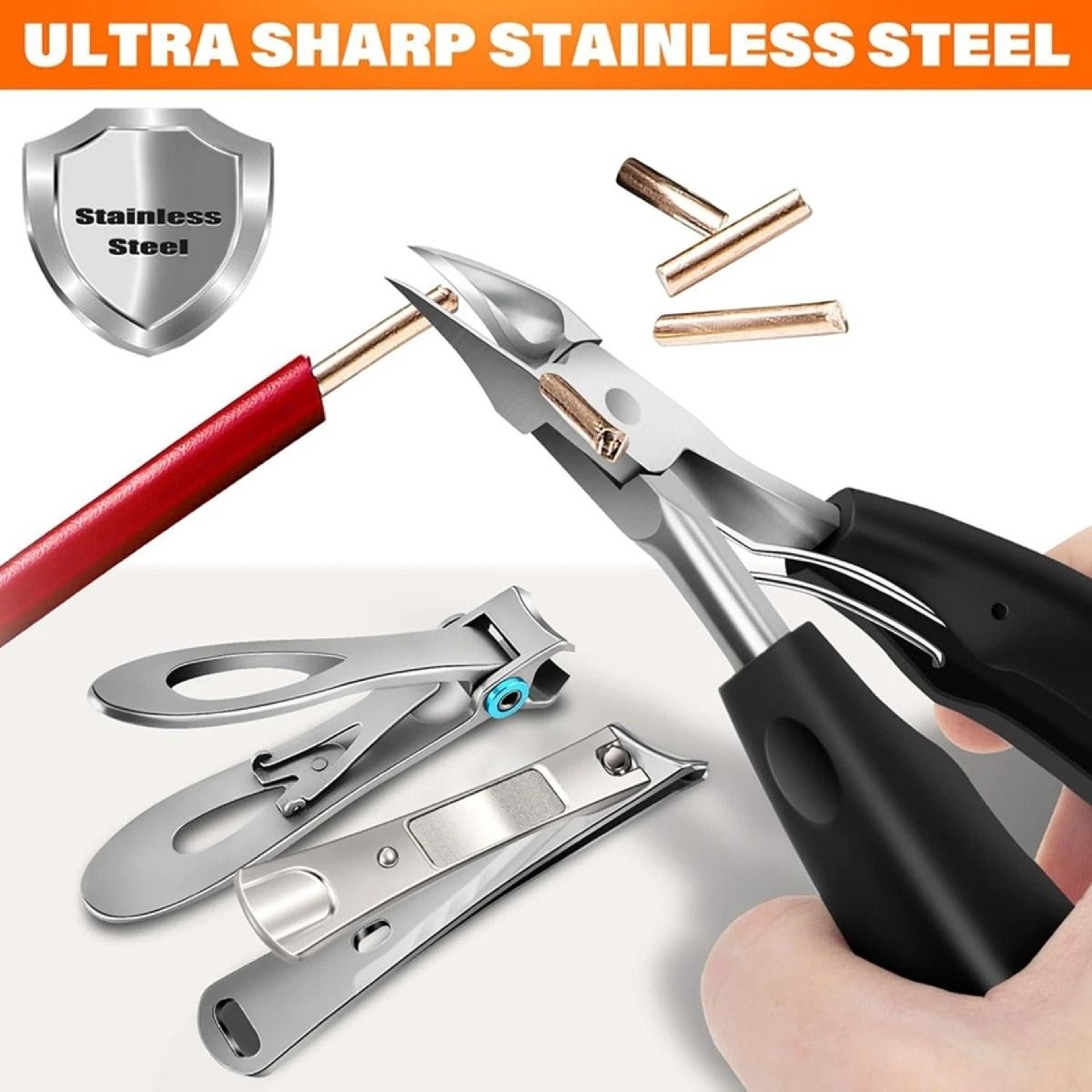 Heavy Duty Toenail Clippers 6 Piece Stainless Steel Podiatry Nail Care Kit 8