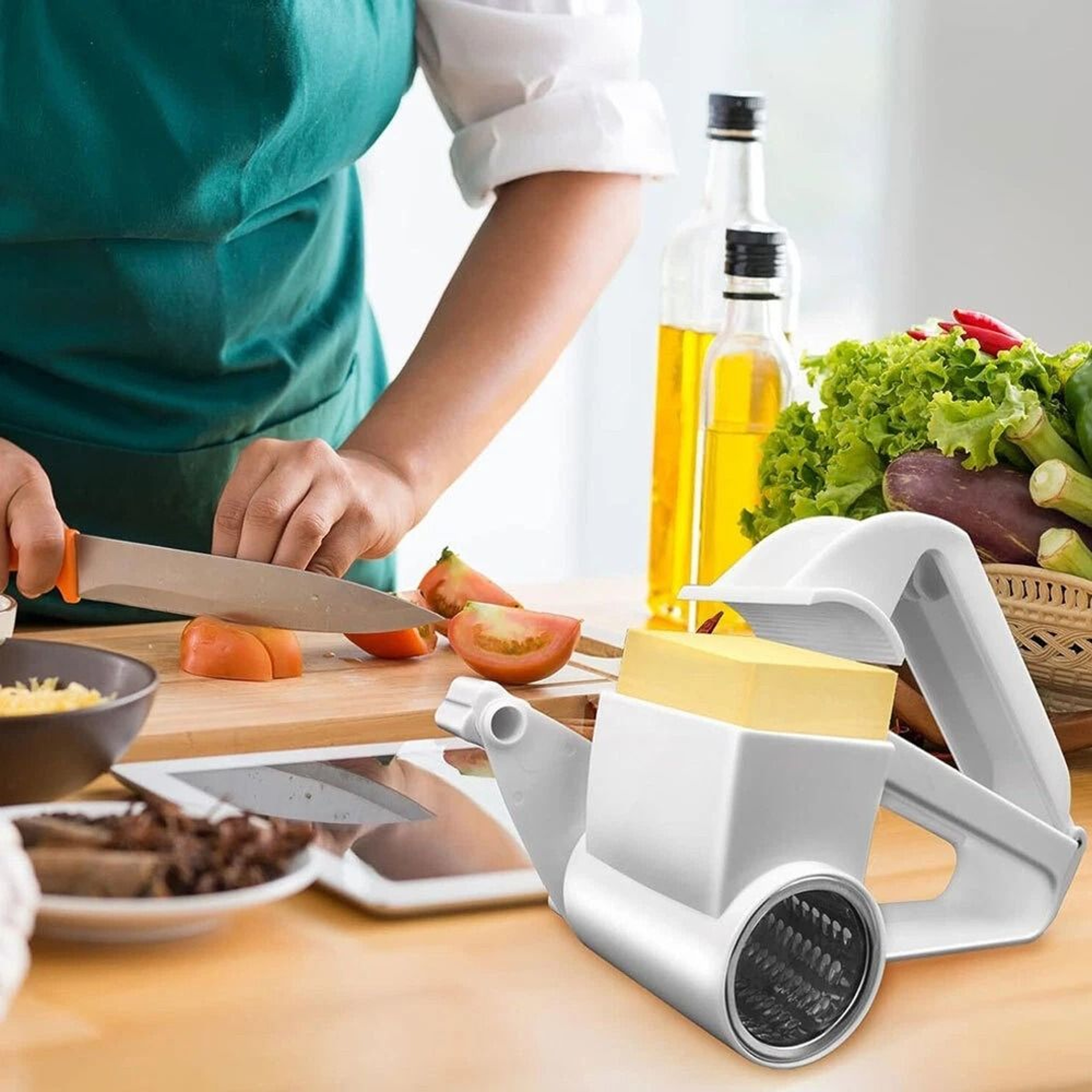 Olive Garden Style Rotary Parmesan Cheese Grater With Stainless Steel Drum 0