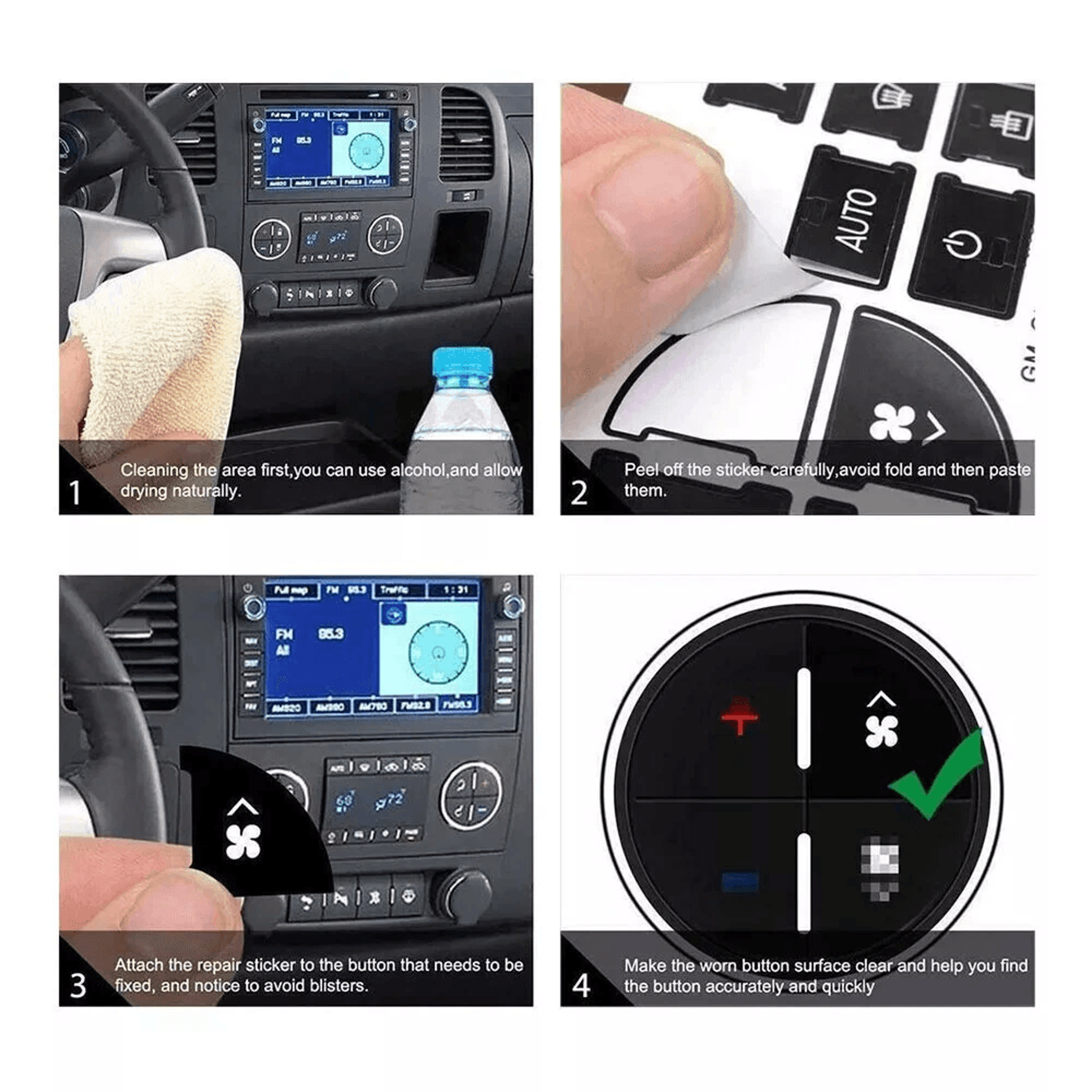 Chevy GMC HVAC Climate Control Button Stickers AC Dash Repair Kit 7