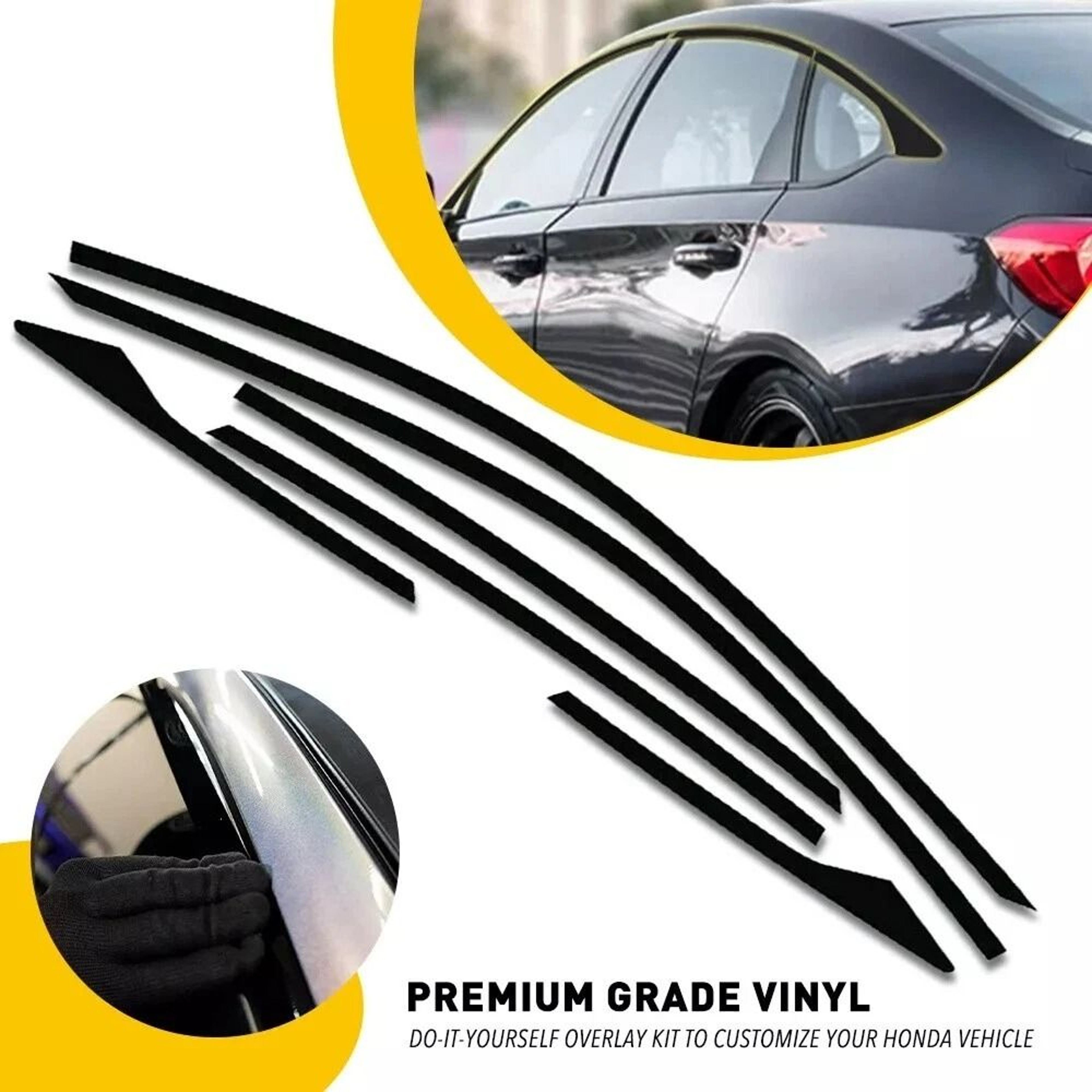 Chrome Delete Blackout Window Trim For Honda Accord Sedan Black 6