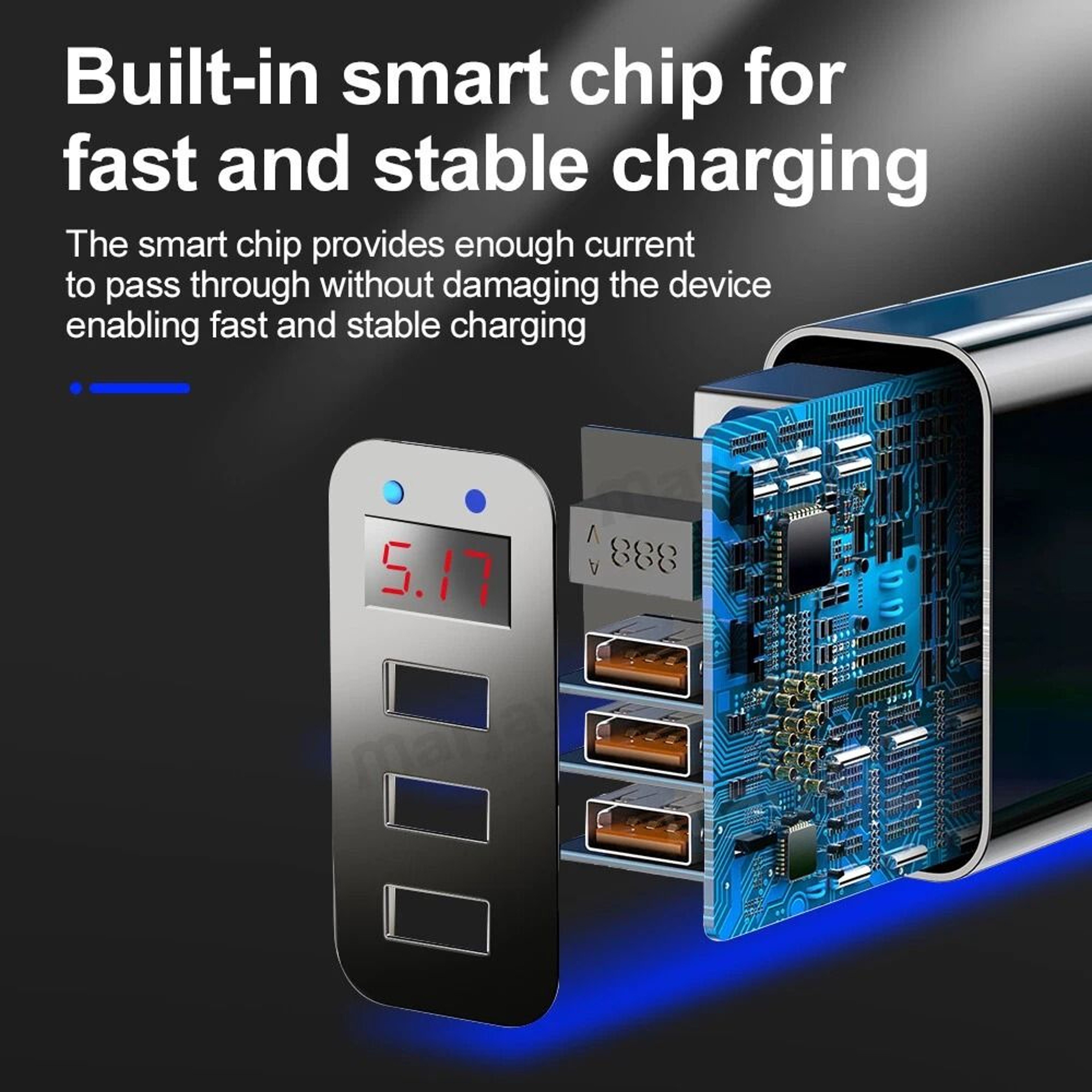 3 Port Fast Charging USB Hub With Quick Charge  LED Wall Adapter 2