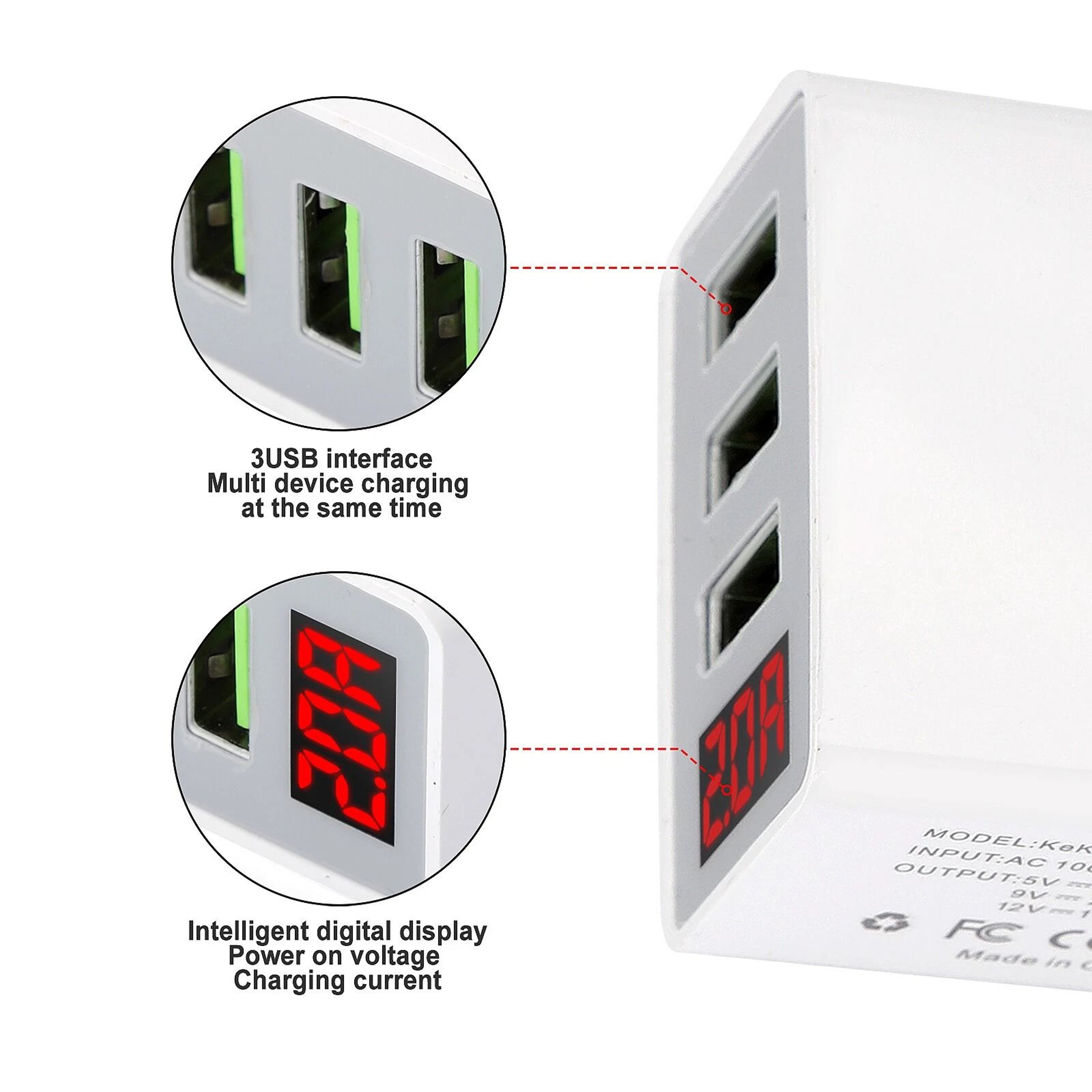 3 Port USB Wall Charger Fast Charging QC For Samsung And Android Phones 1