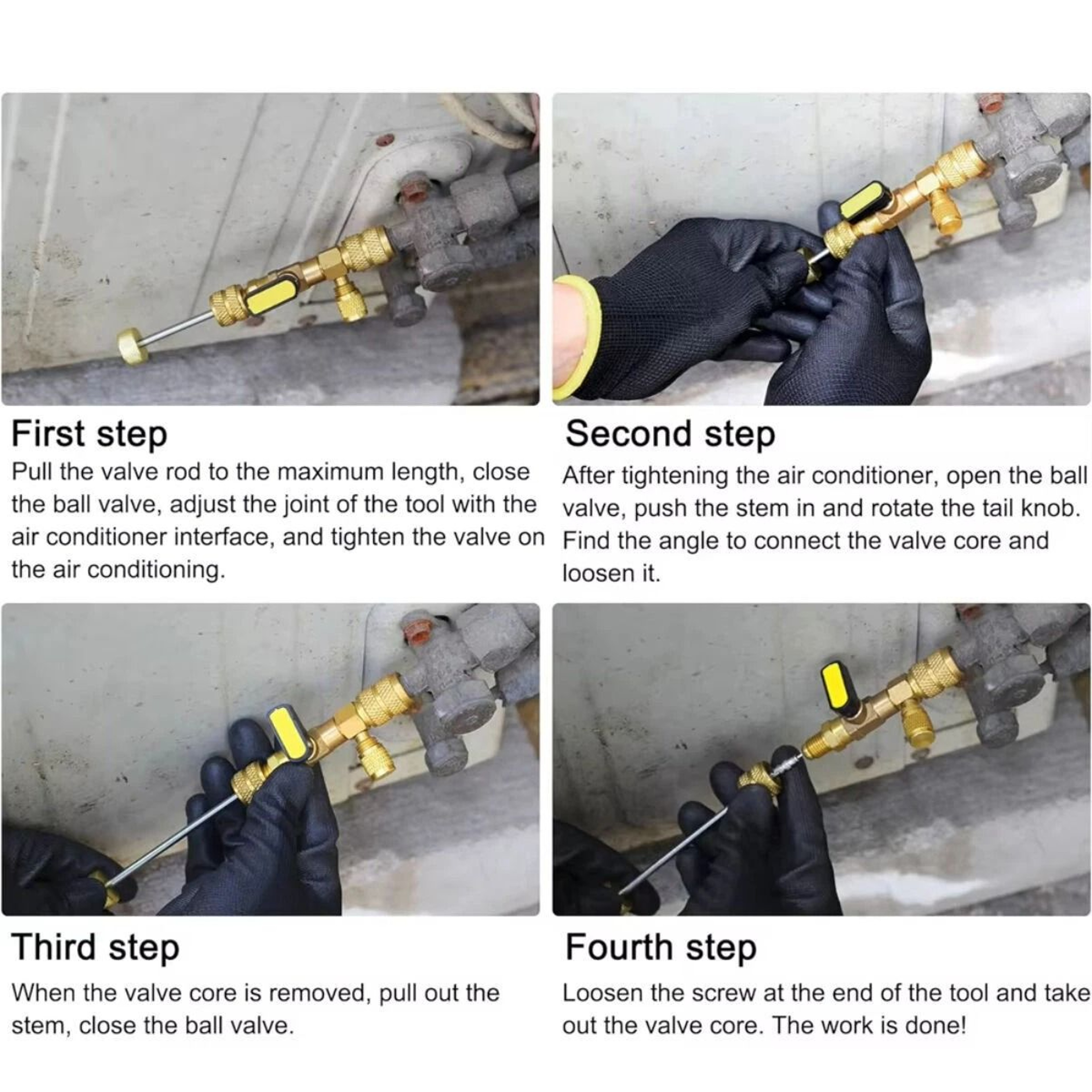 Dual Size AC Schrader Valve Core Remover HVAC Tool Kit 2