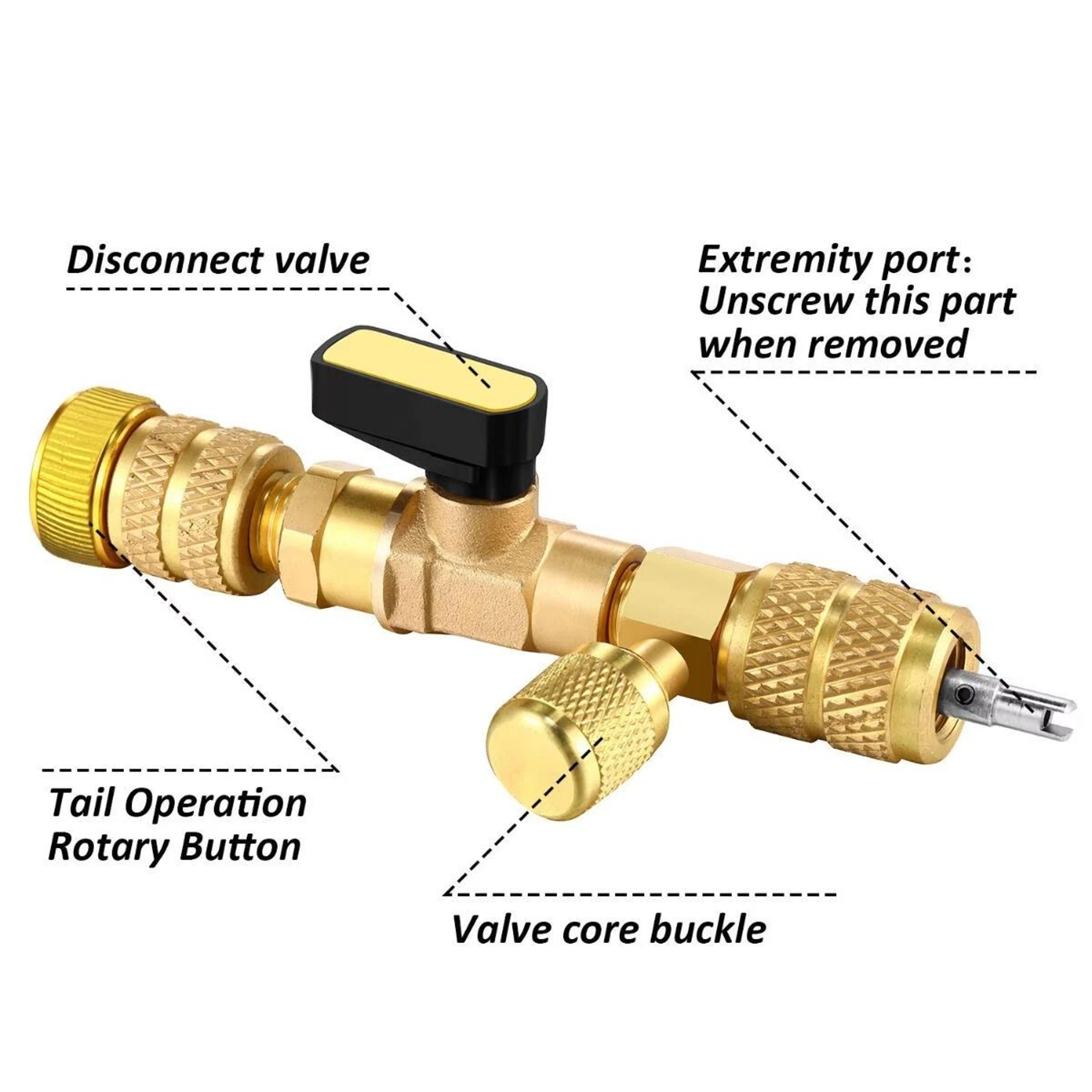 Dual Size AC Schrader Valve Core Remover HVAC Tool Kit 5
