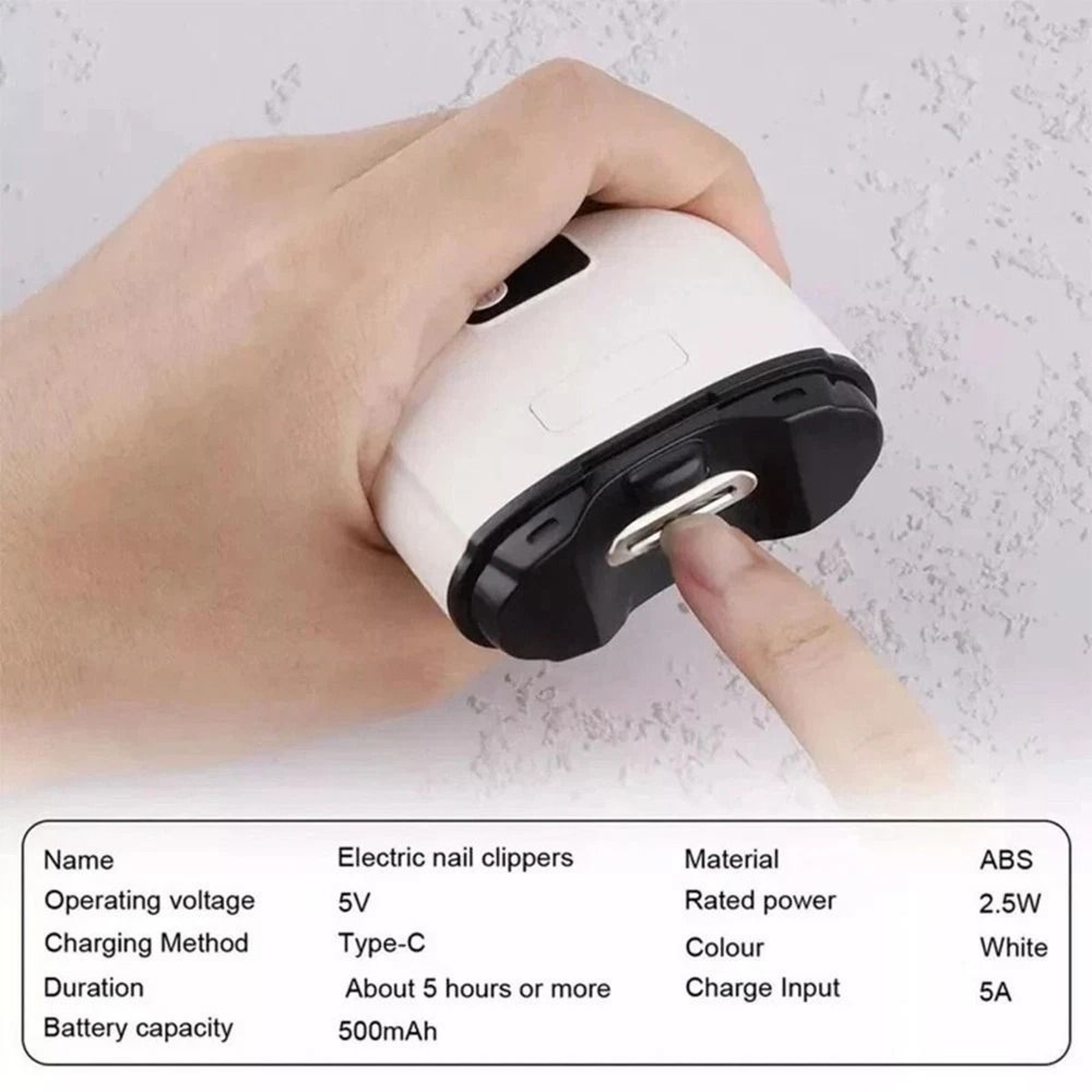 Electric Nail Clipper With LED Light USB Rechargeable Automatic Nail Trimmer 7