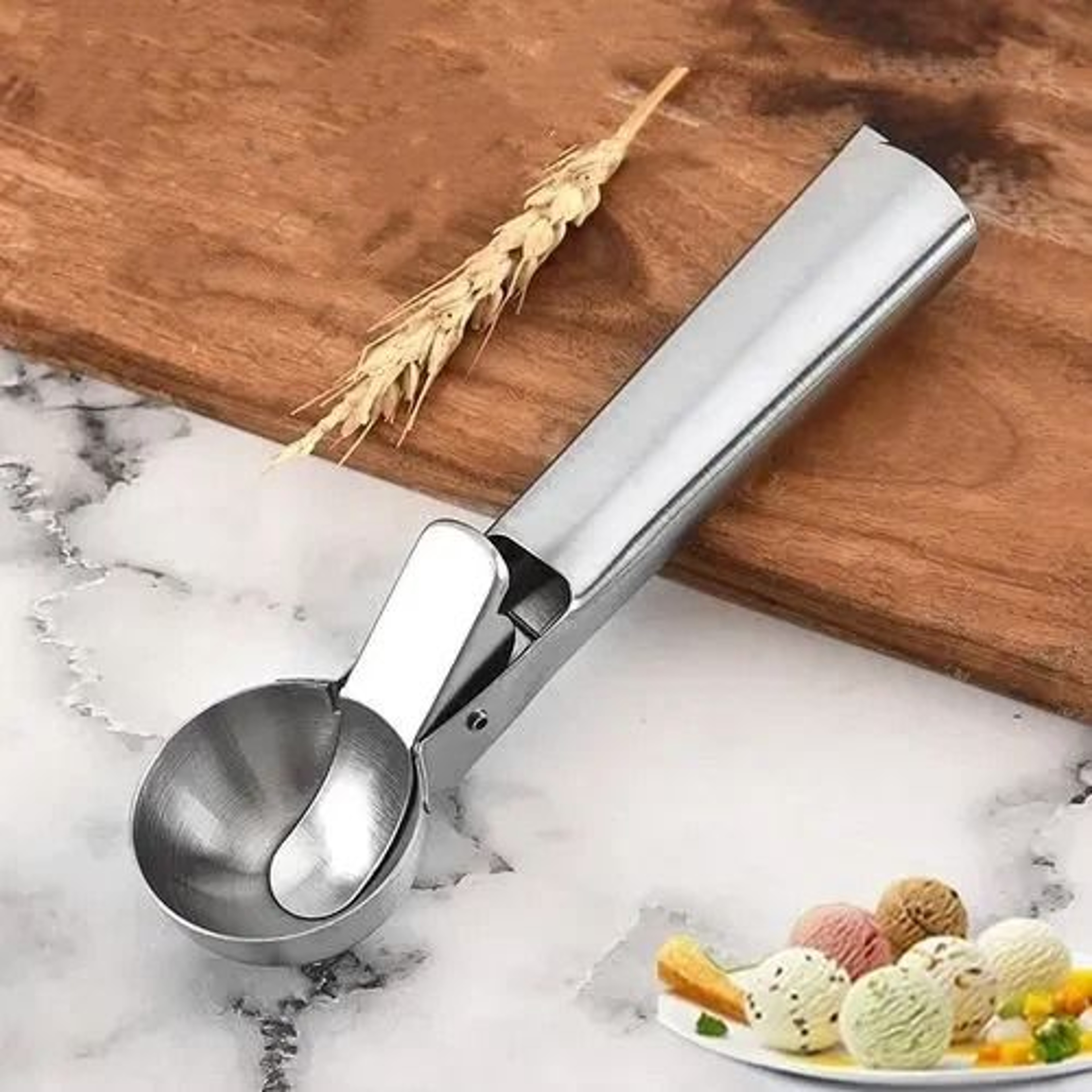 Stainless Steel Ice Cream Scoop With Trigger Release For Cookies And Fruit 0