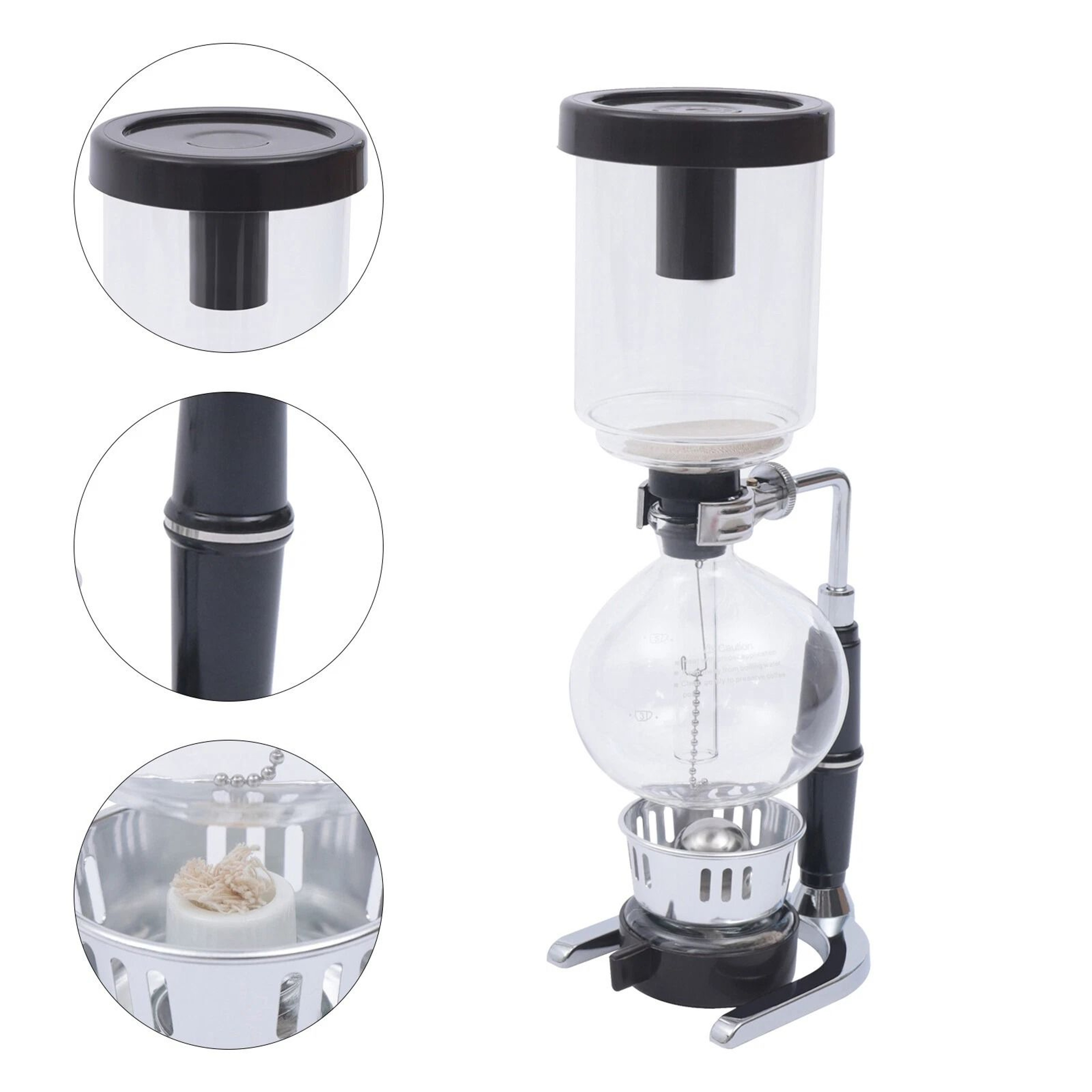 Premium Glass Tabletop Siphon Coffee Maker Brewer Cup Vacuum Coffee Brewer 5
