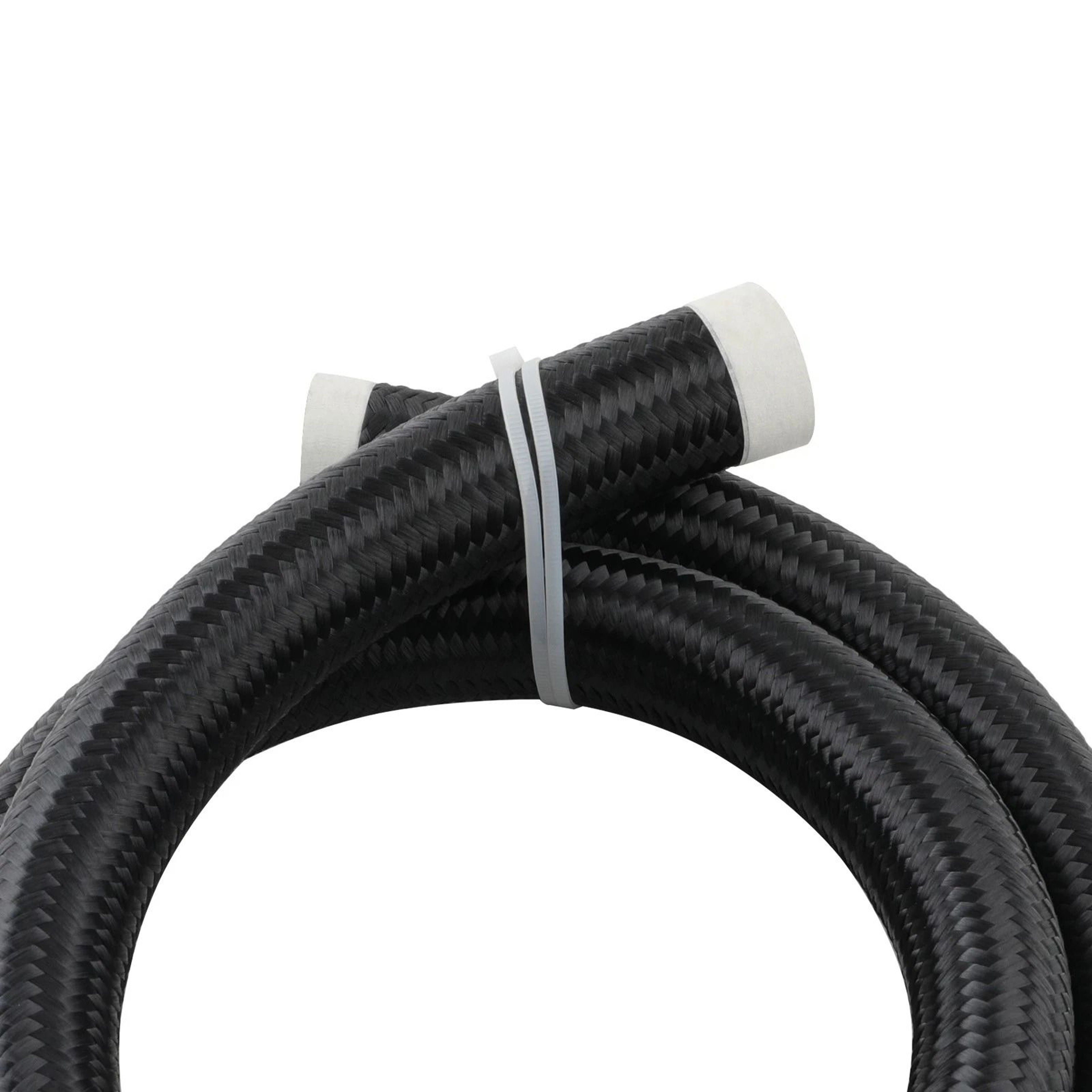 Black Fuel Line Stainless Steel Nylon Braided Oil Hose 4