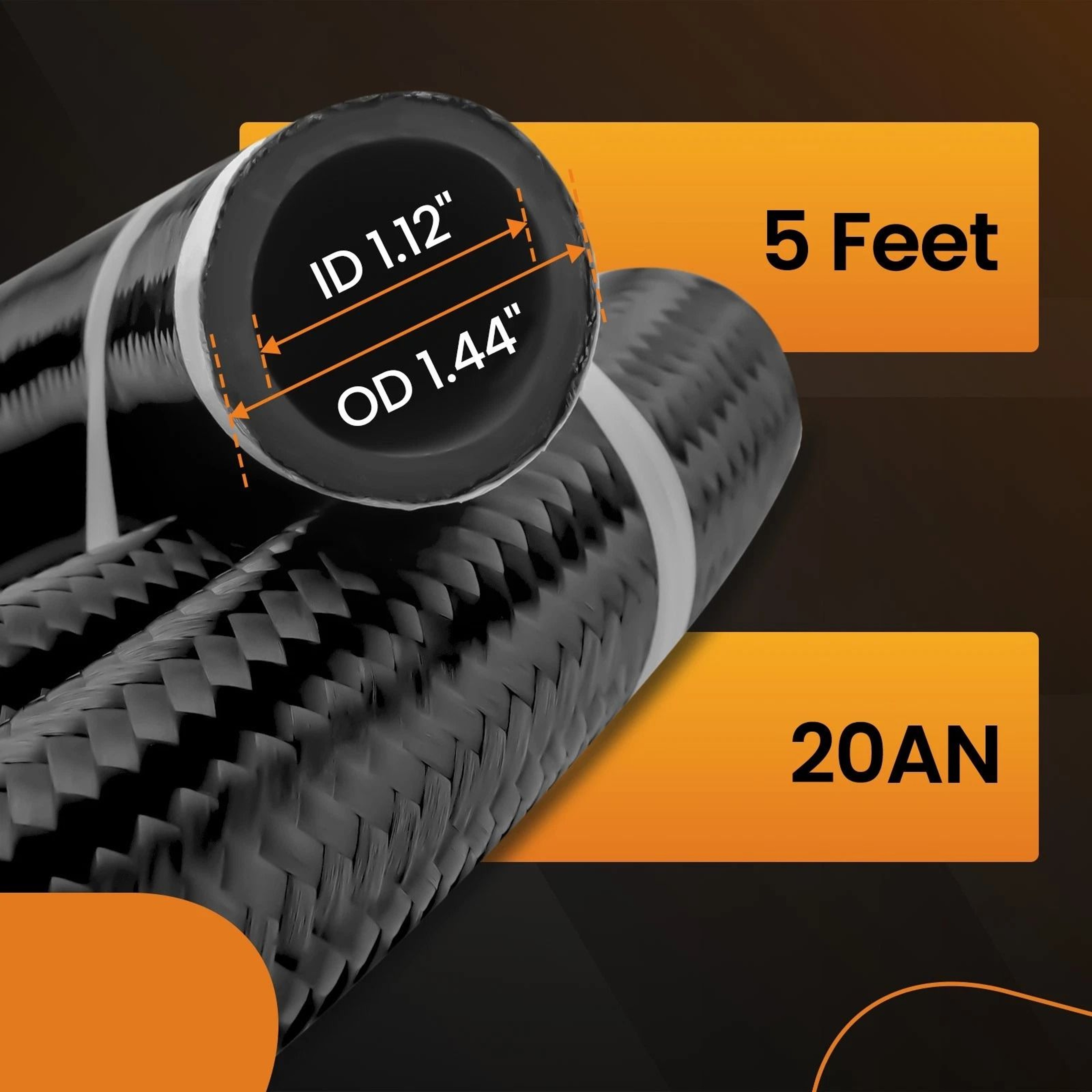 Black Fuel Line Stainless Steel Nylon Braided Oil Hose 11