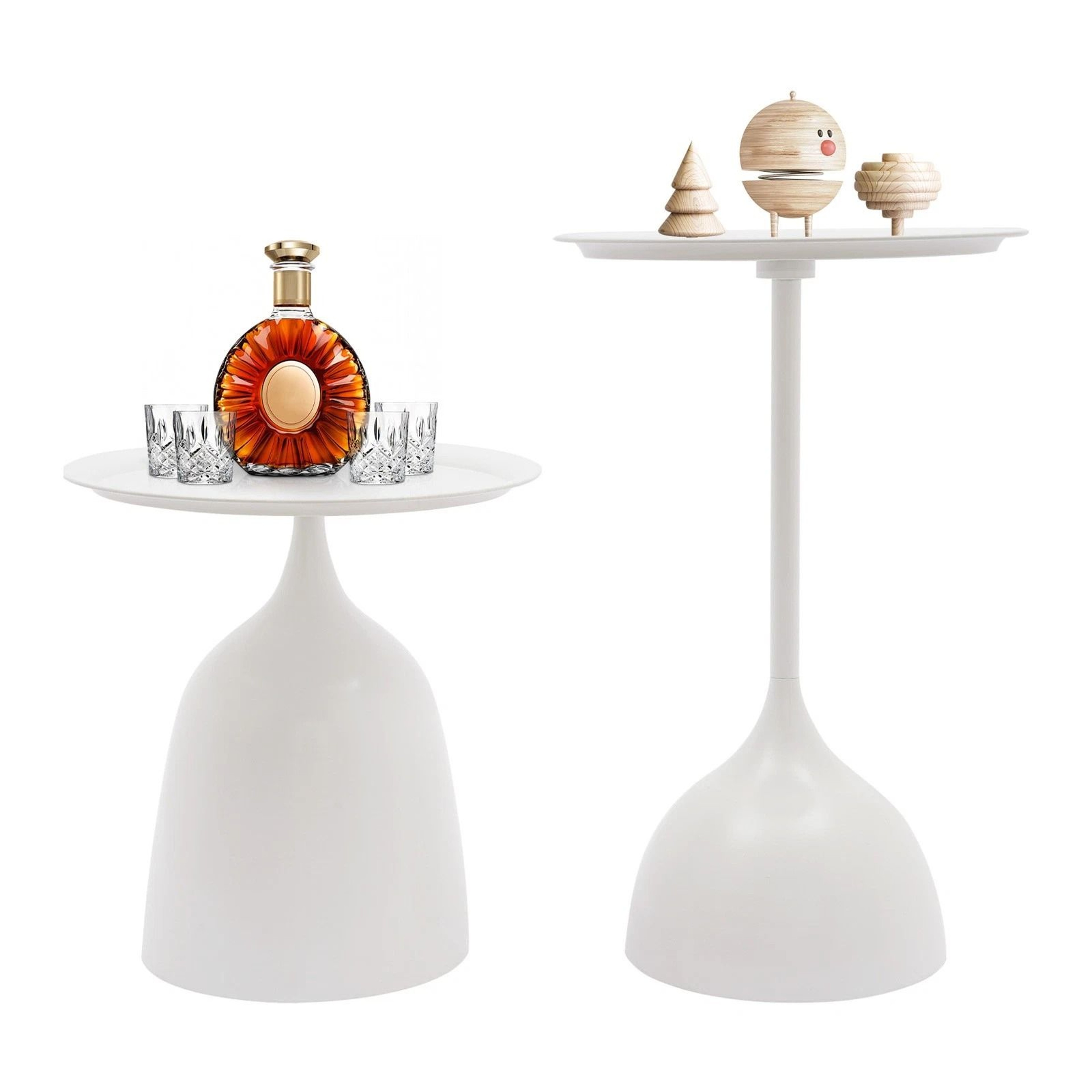 Round Side Table Set Modern White Iron End Tables For Living Room Bedroom 13