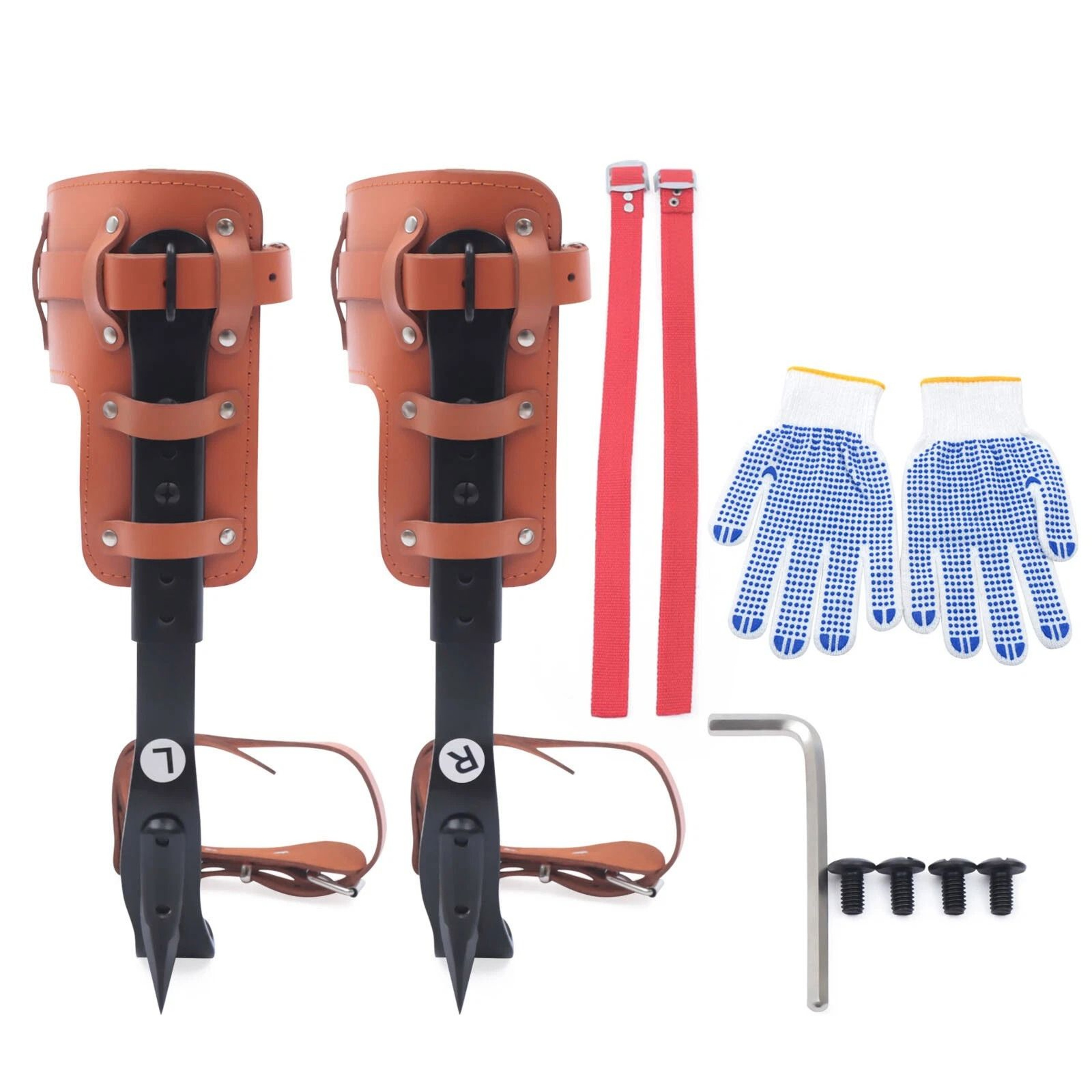 Adjustable Tree Climbing Spike Kit With Steel Gaffs And Climber Straps 10