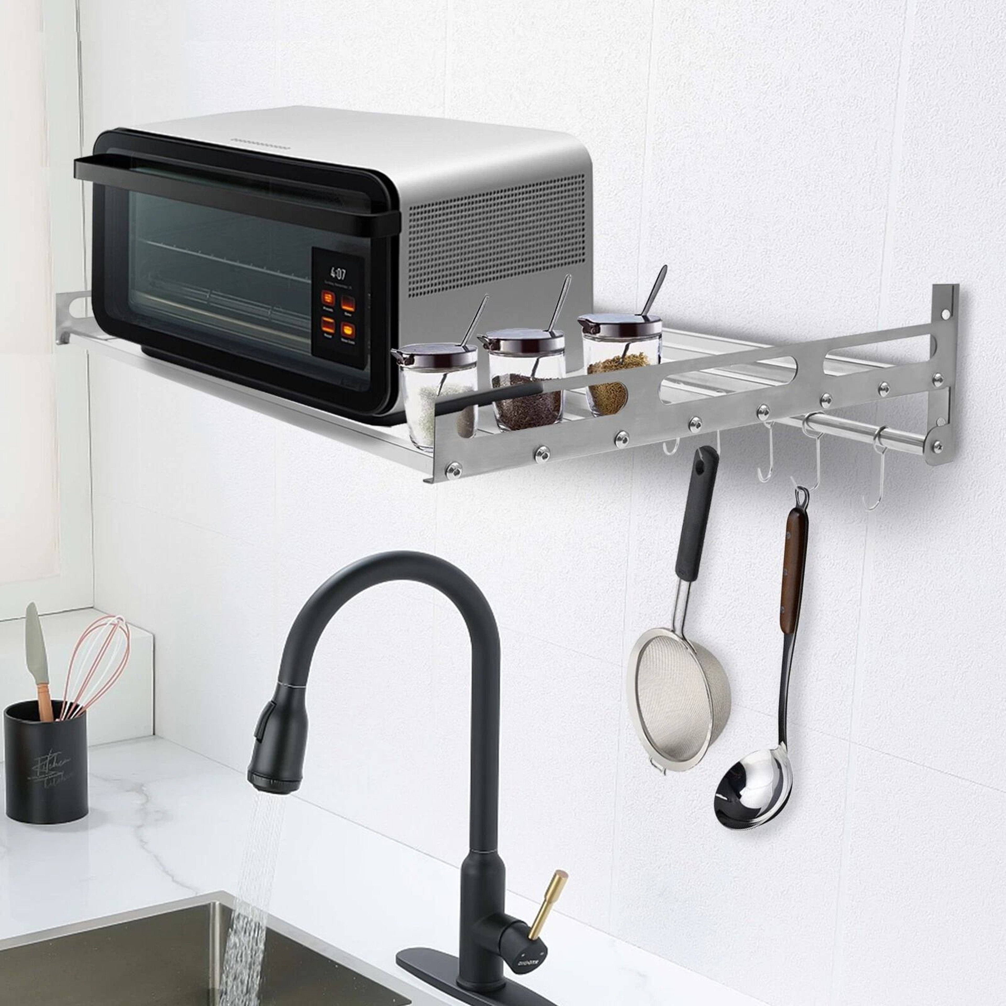 Stainless Steel Wall Mounted Microwave Rack Shelf 18