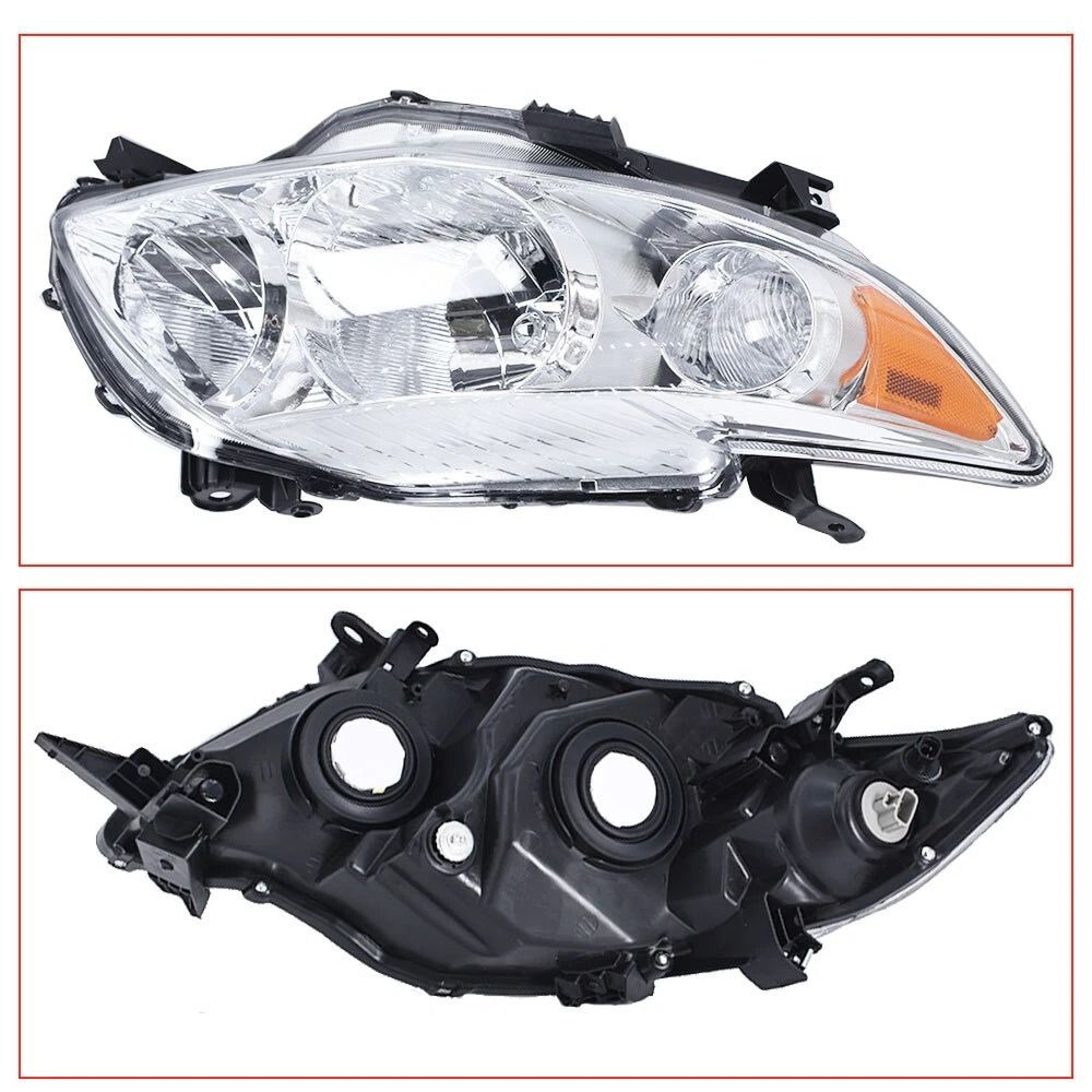 Premium Toyota Corolla Headlights Clear Halogen LR Replacement Set 6