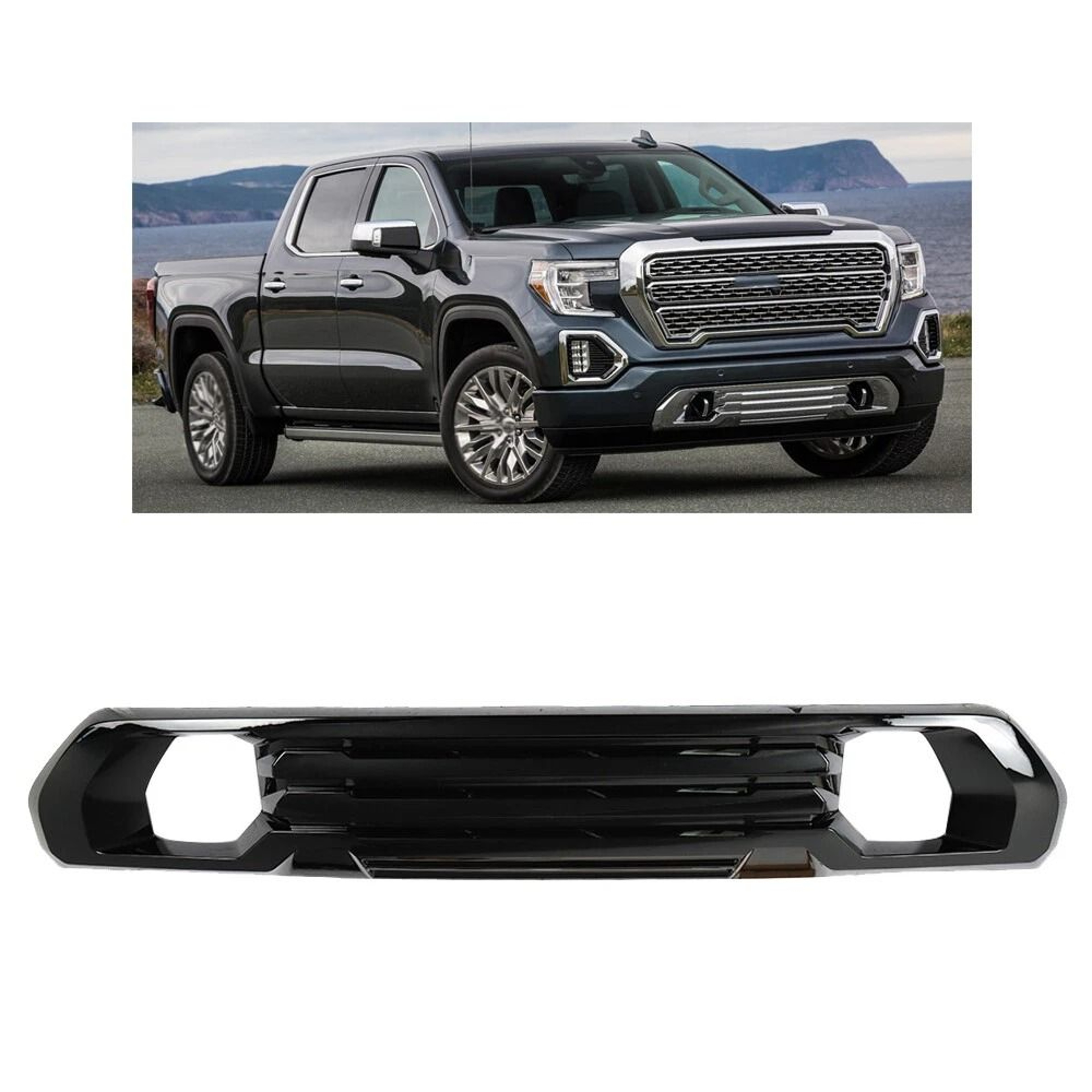 Premium Gloss Black Front Bumper Lower Trim Upgrade For GMC Sierra AT4Denali 0