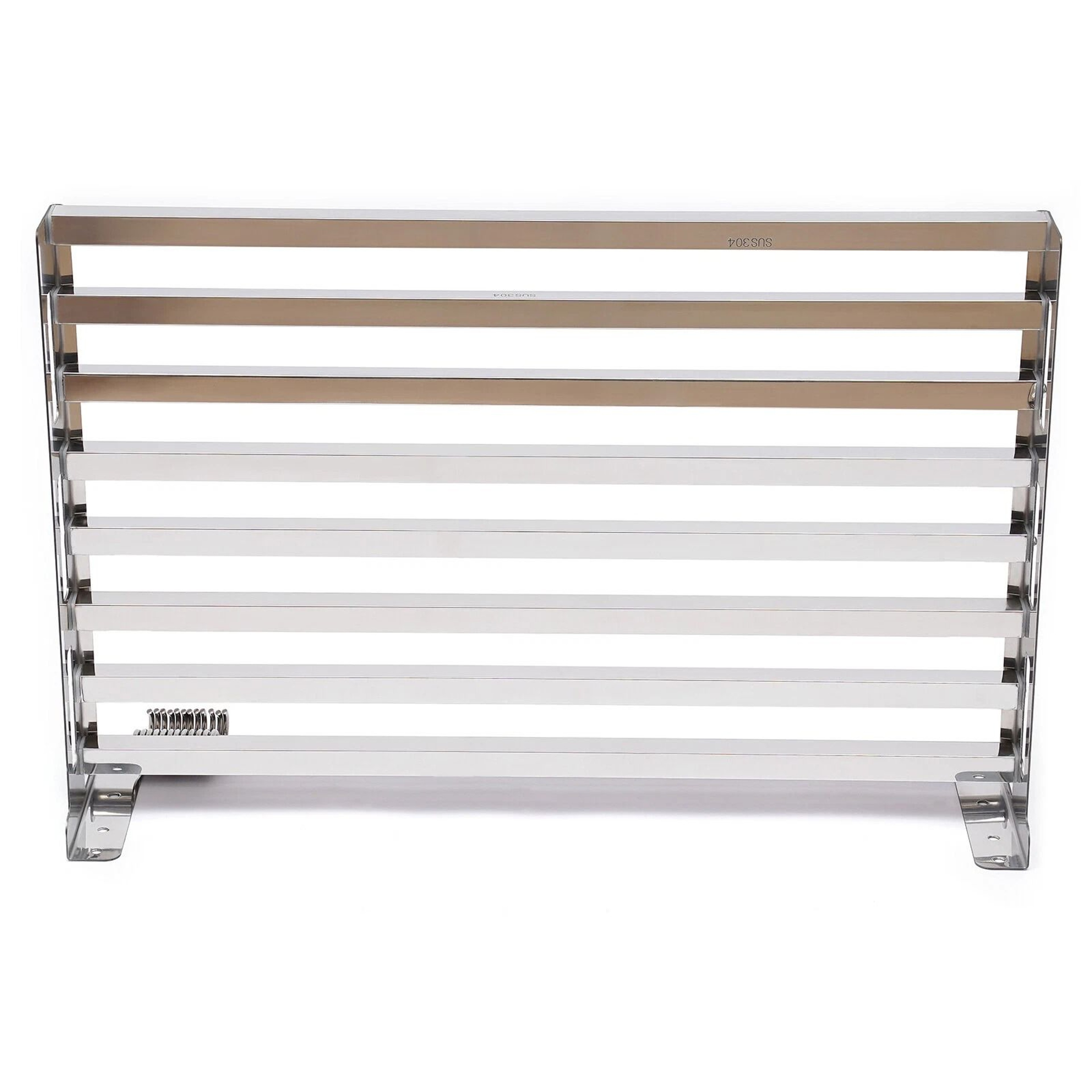Wall Mount Microwave Shelf Stainless Steel Kitchen Storage Rack With 12 Hooks 1