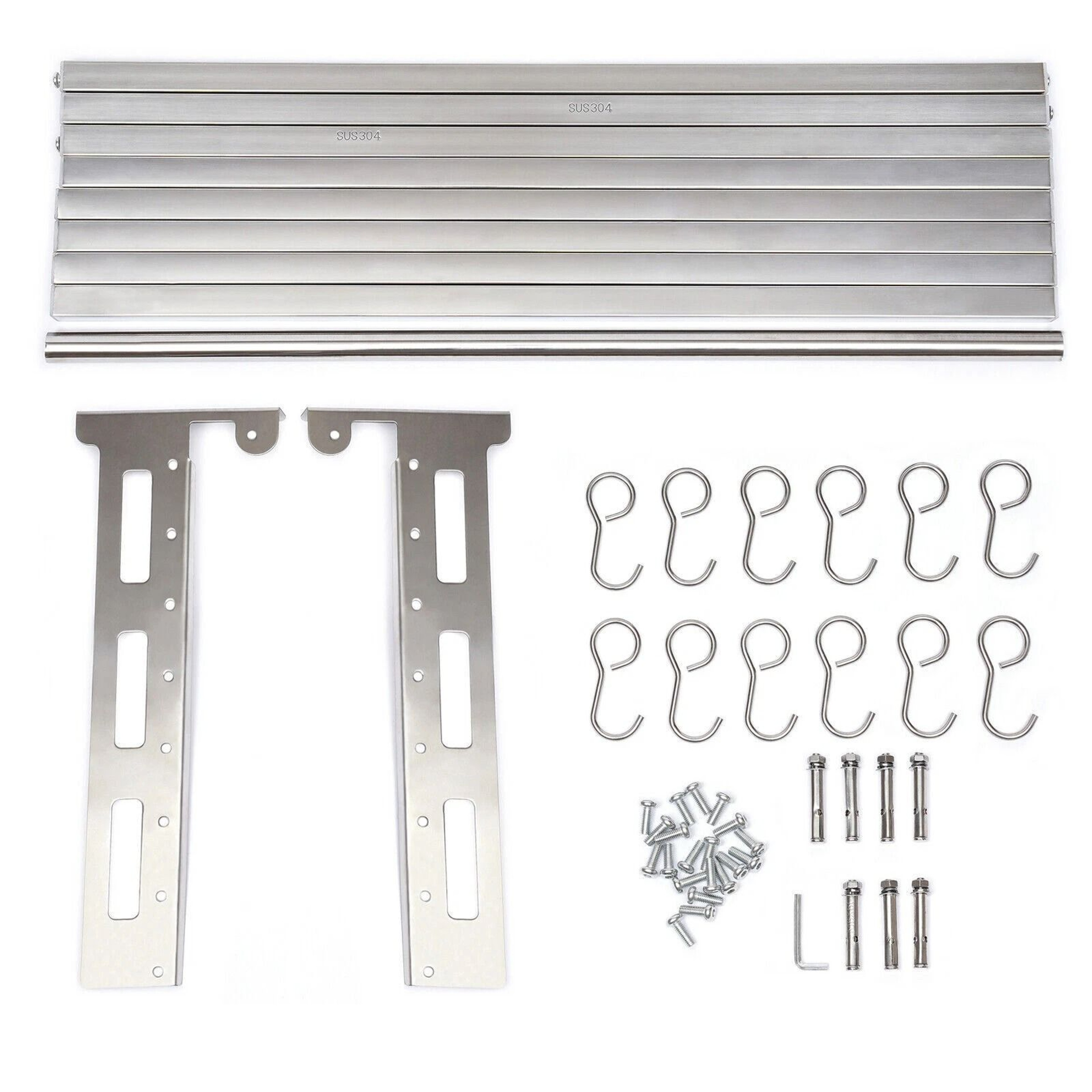 Wall Mount Microwave Shelf Stainless Steel Kitchen Storage Rack With 12 Hooks 11