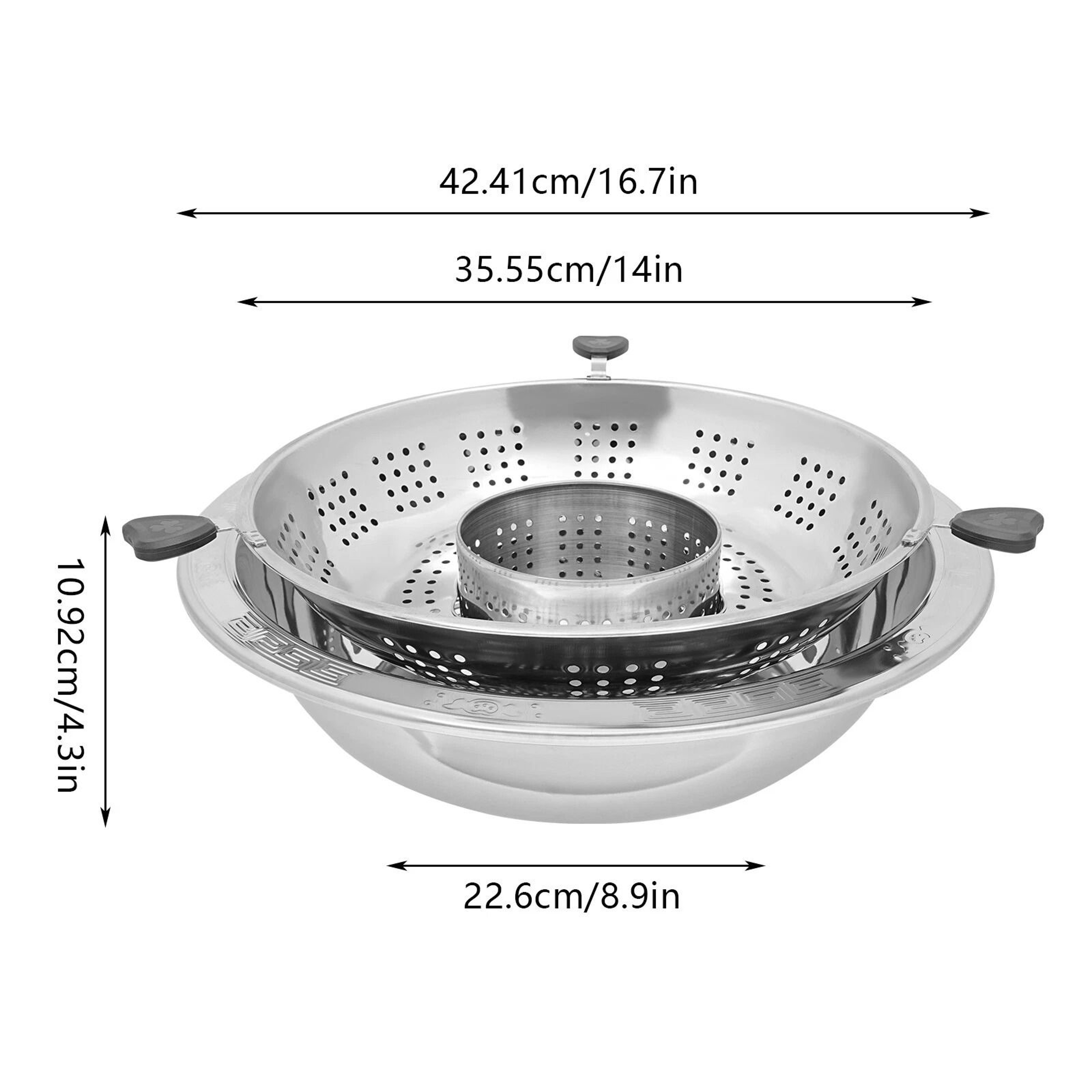 Hot Pot Lifting Two Grid Chinesestyle Lifting Hot Pot Steel Fondue Chafing Dish 10