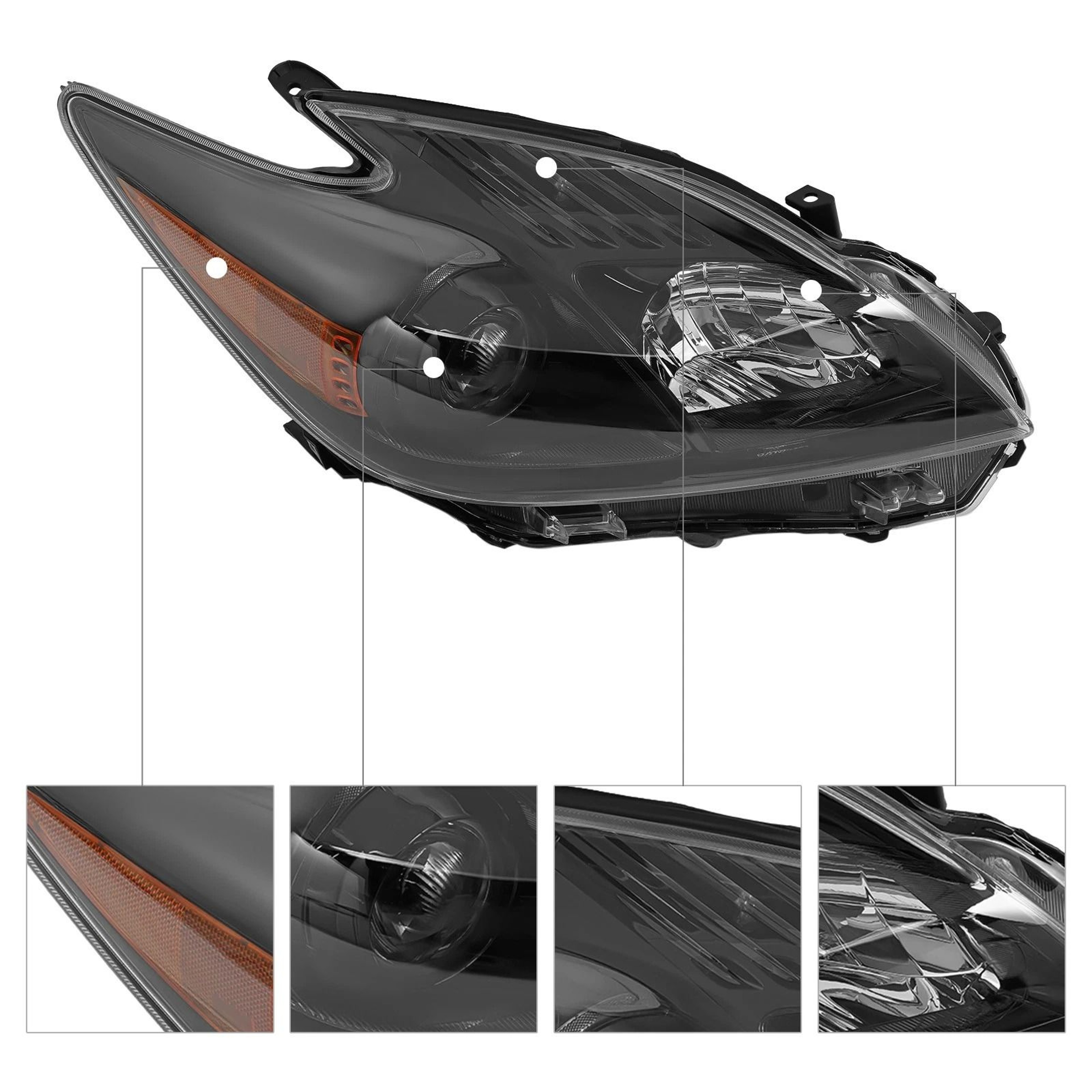 Premium Toyota Prius Right Headlight Assembly Passenger Side Replacement 7