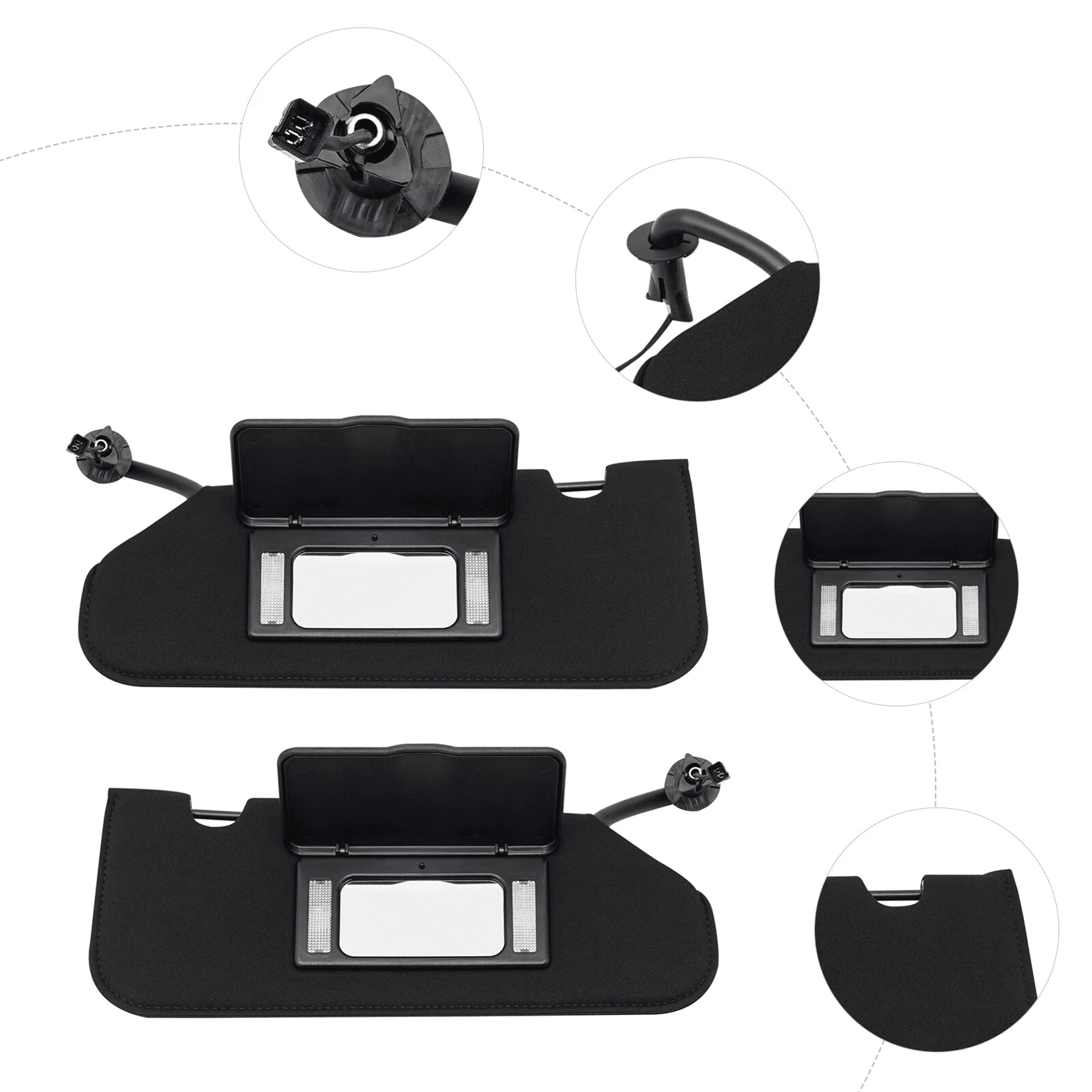 Chevrolet C6 Corvette Sun Visor Replacement Set With LED Lights Driver  Passenger Fit 17
