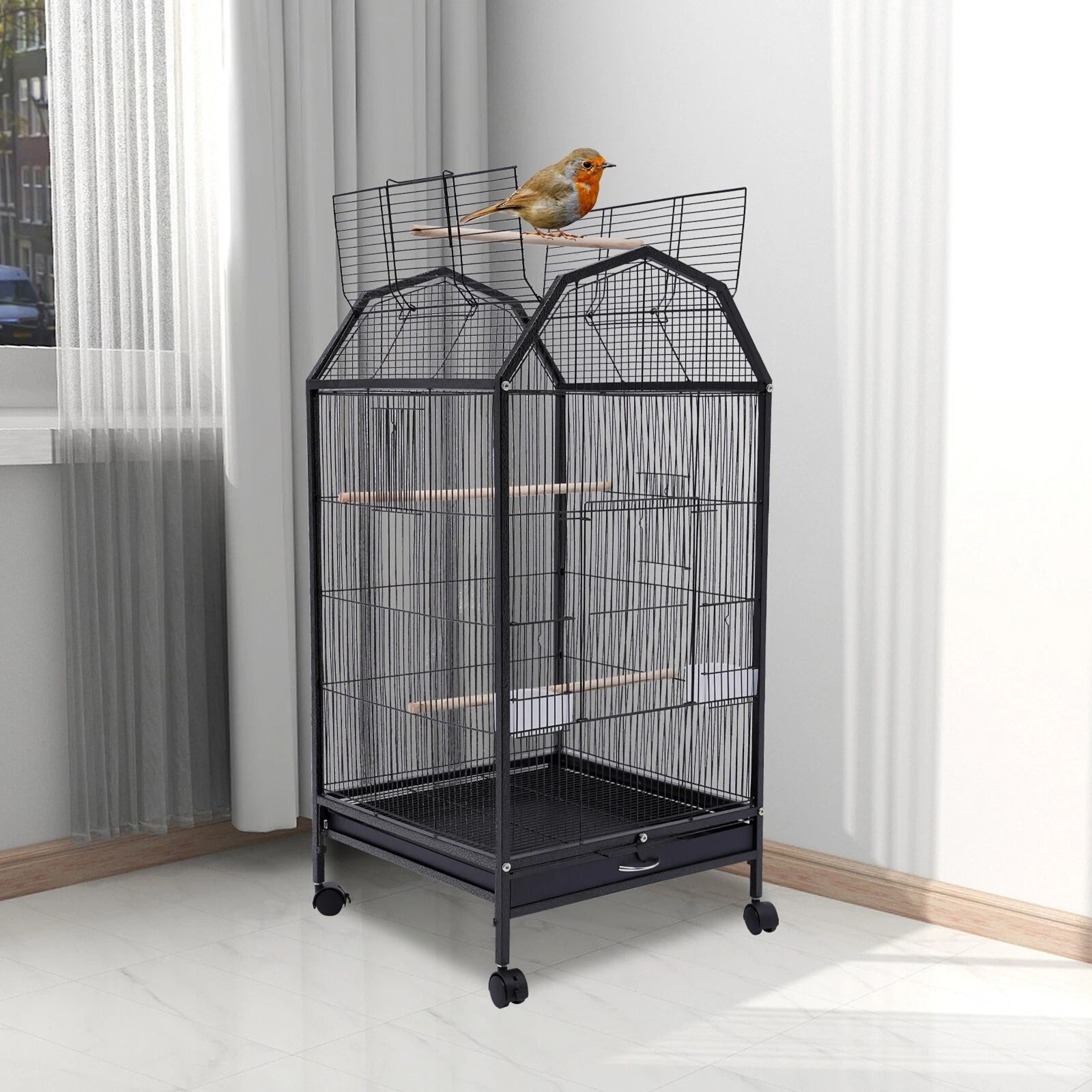 Large Bird Cage With Stand For Cockatiels Parakeets Finches 15