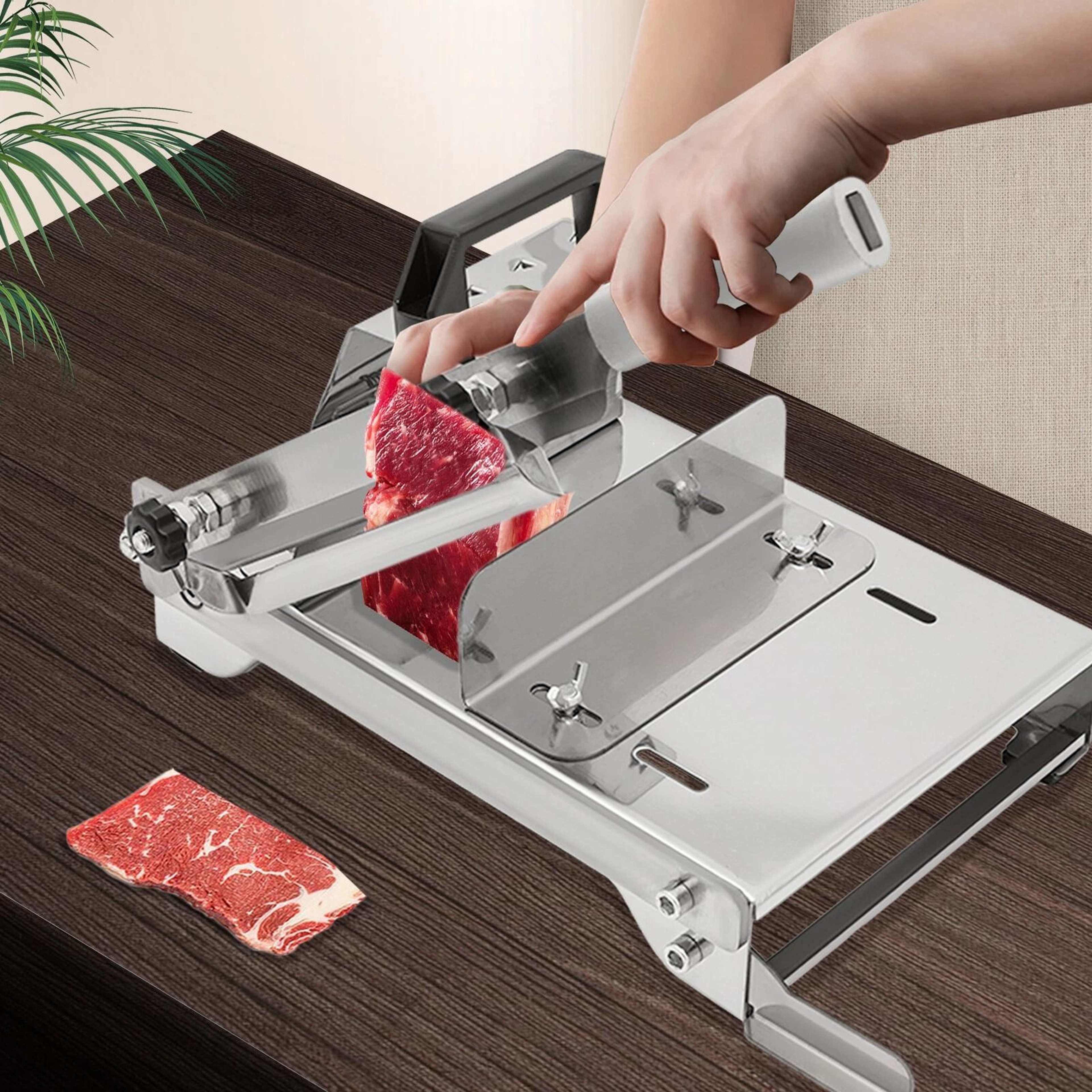 Manual Meat Slicer For Frozen Meat And Bones Stainless Steel Adjustable Cutter 0