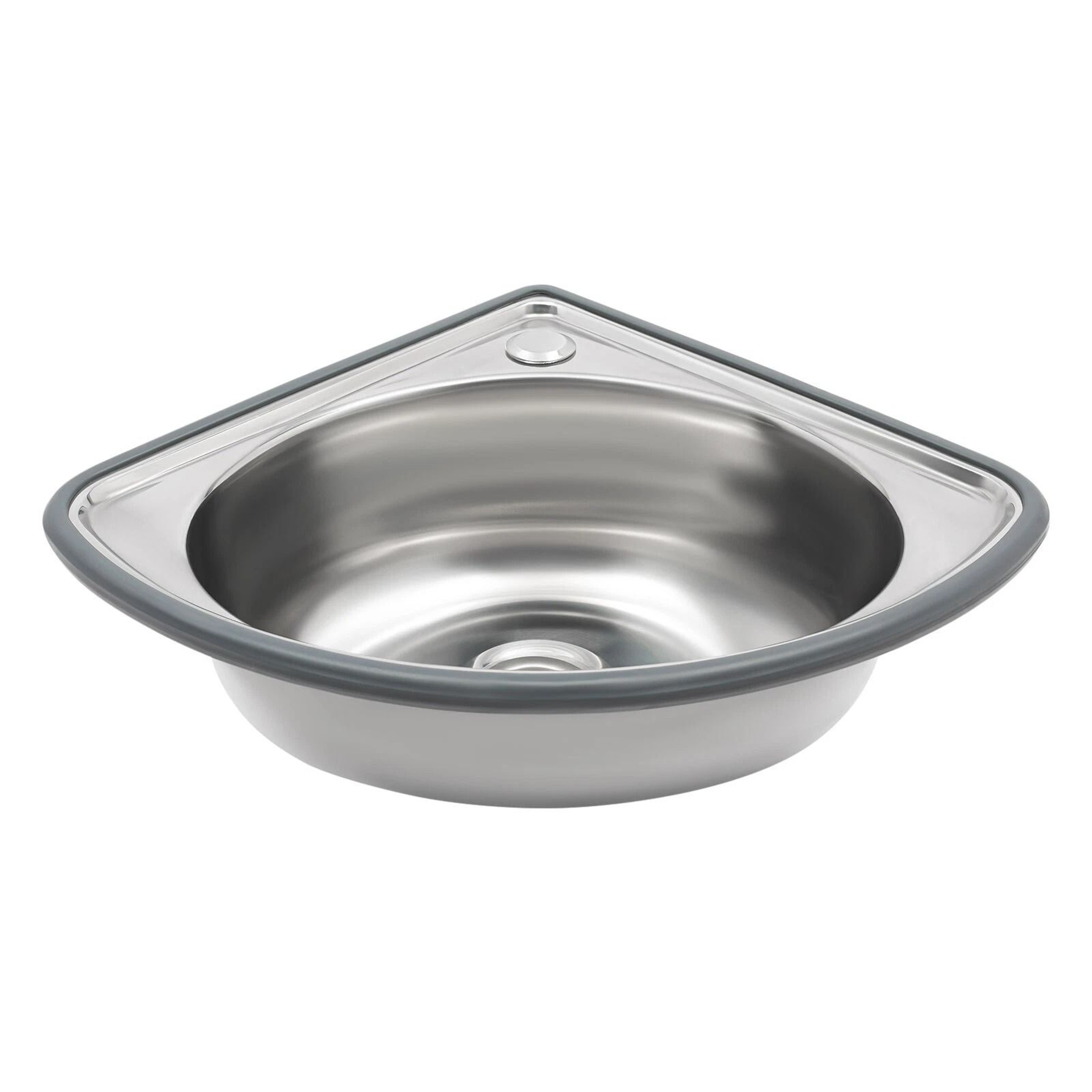 Stainless Steel Wall Mount Corner Bathroom Sink With Overflow For Small Spaces 1