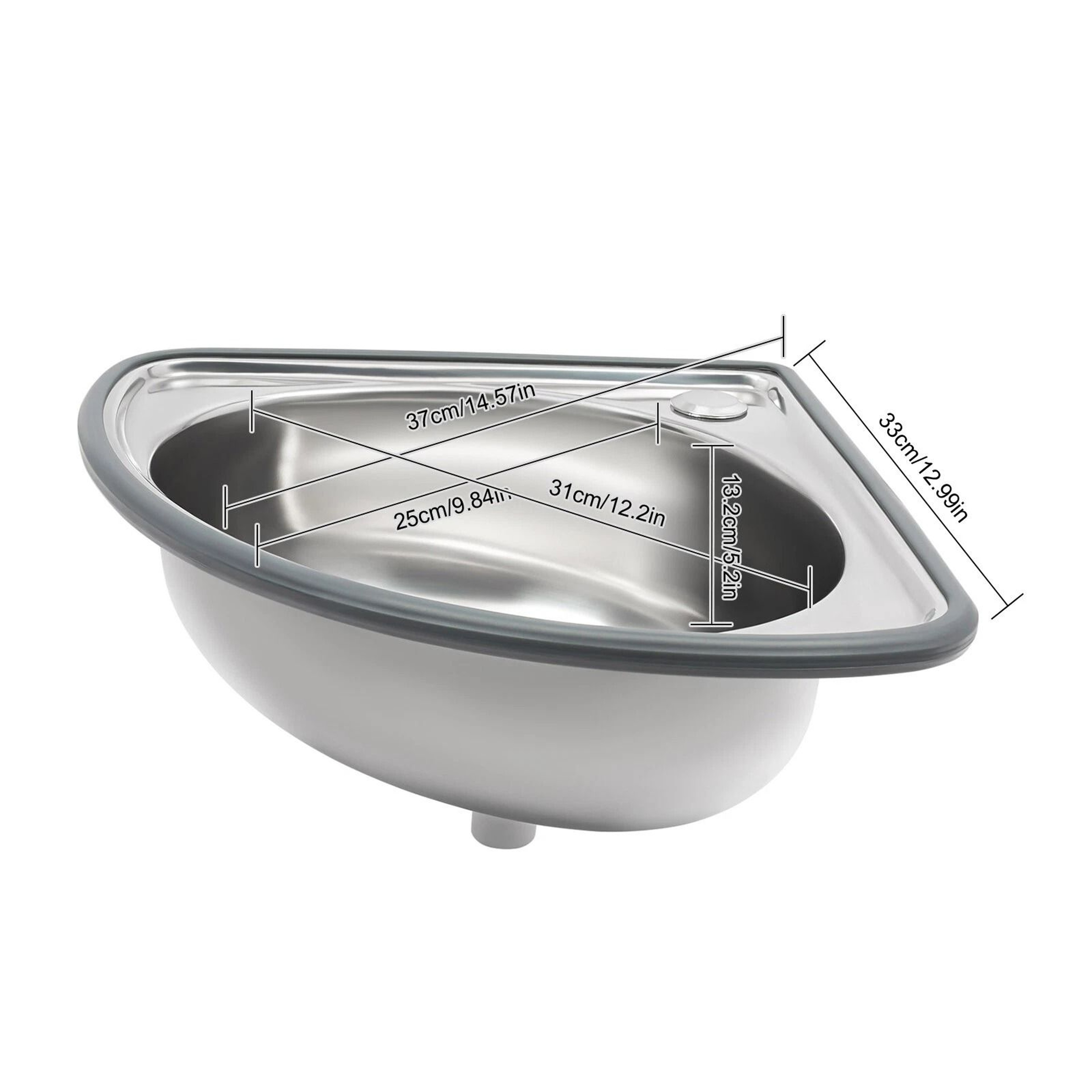 Stainless Steel Wall Mount Corner Bathroom Sink With Overflow For Small Spaces 10