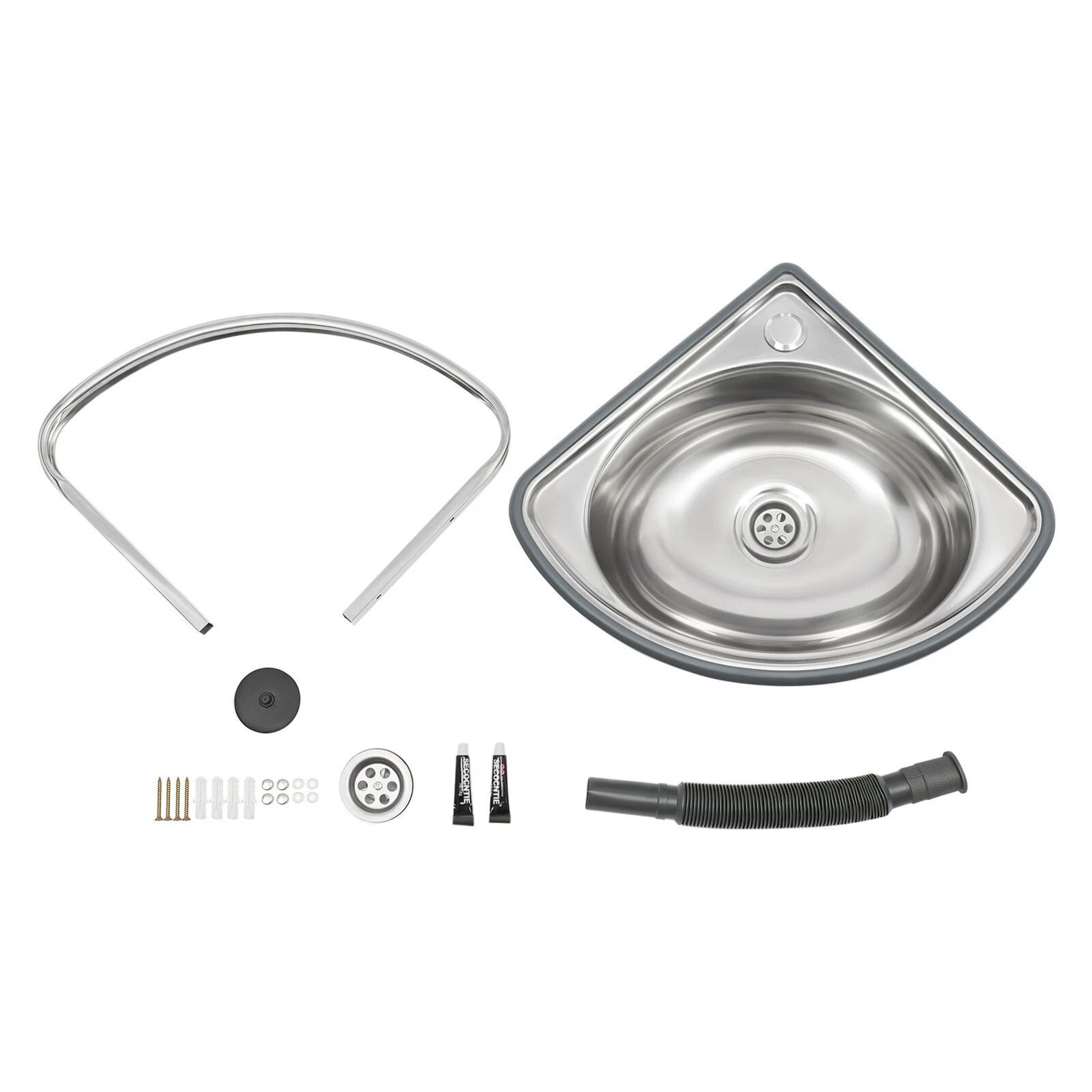 Stainless Steel Wall Mount Corner Bathroom Sink With Overflow For Small Spaces 5