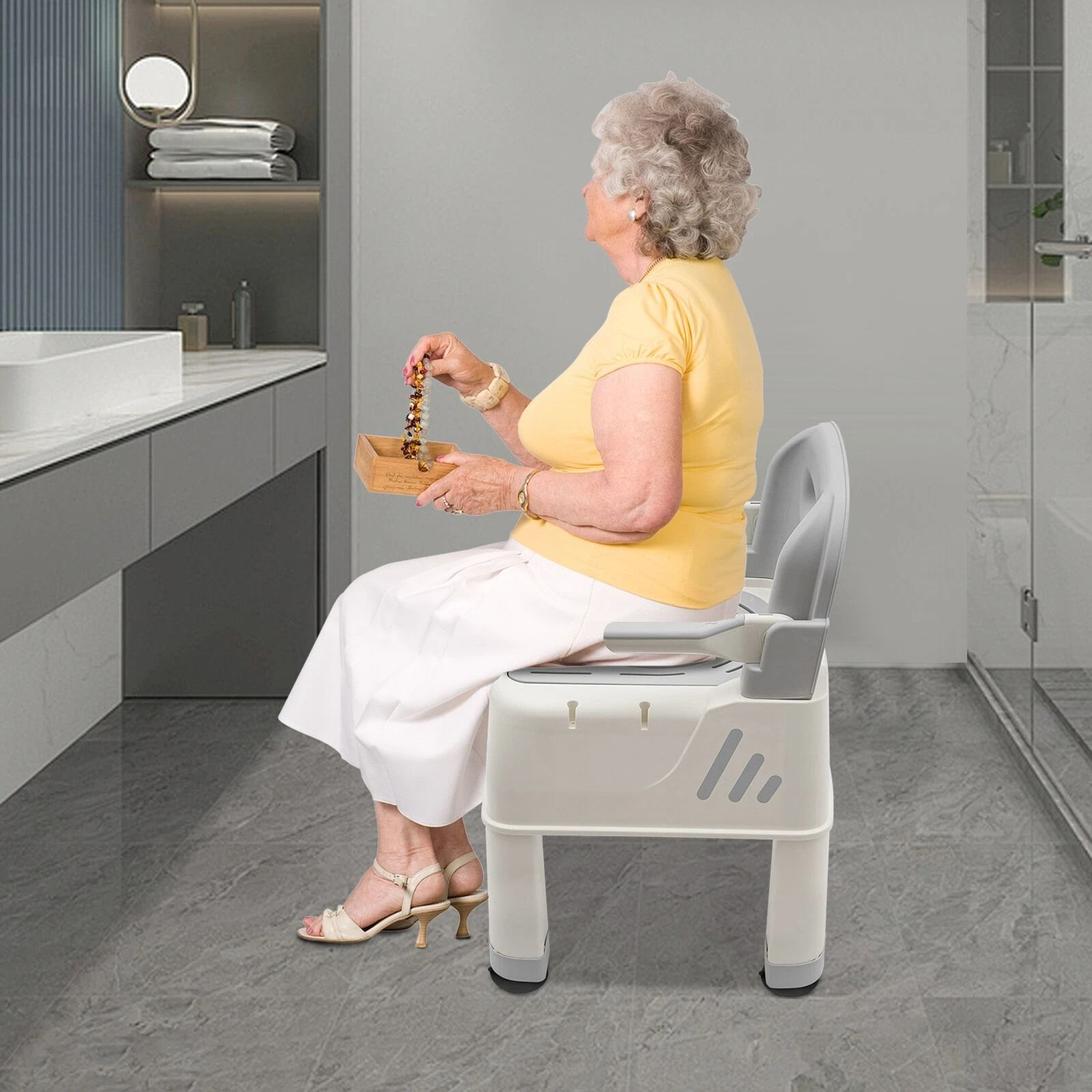 Modern Shower Chair Commode Bathroom Safety Seat 11