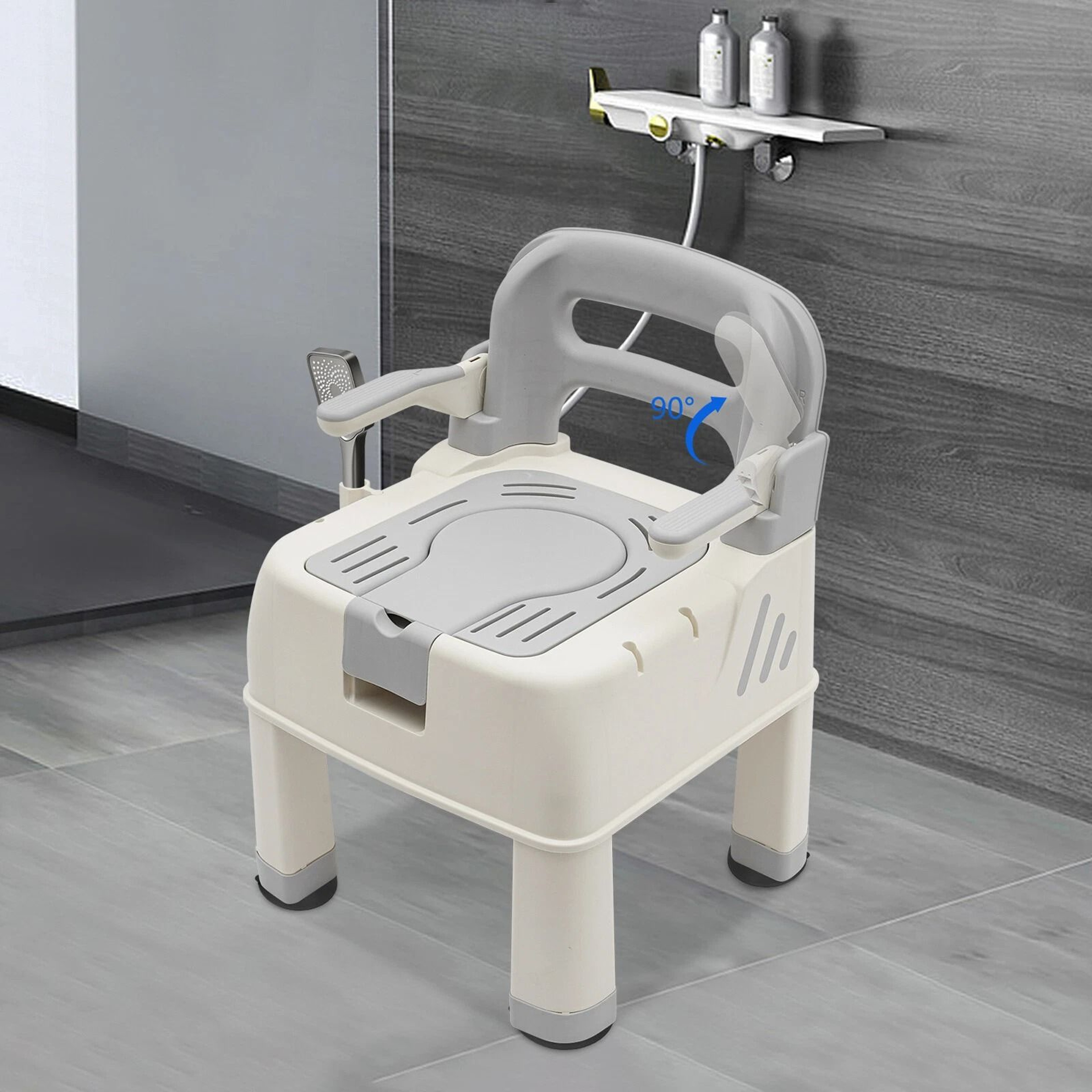Modern Shower Chair Commode Bathroom Safety Seat 13