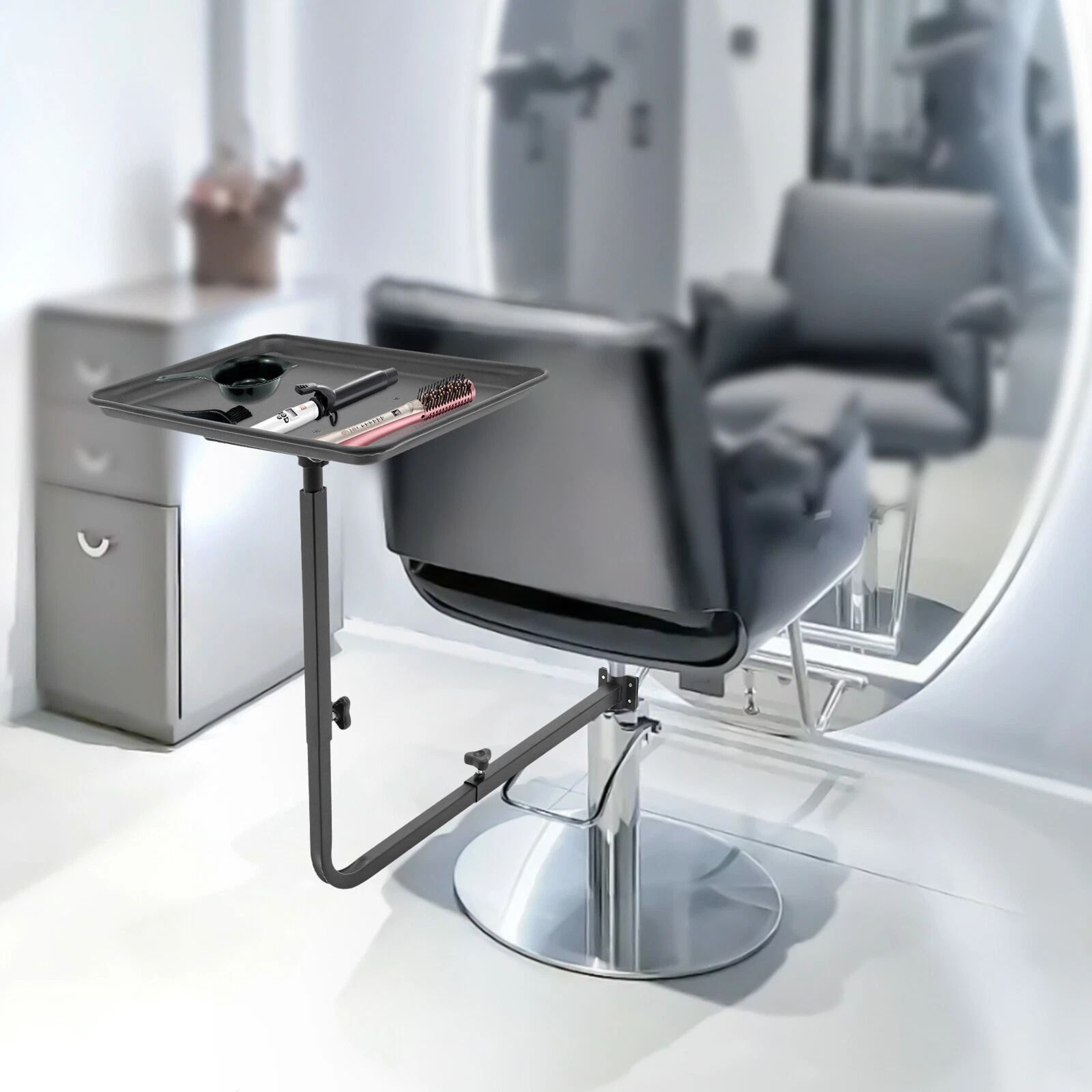 360 Rotating Black Salon Tray For Barber Chair Hair Styling And Tattoo Tools 1