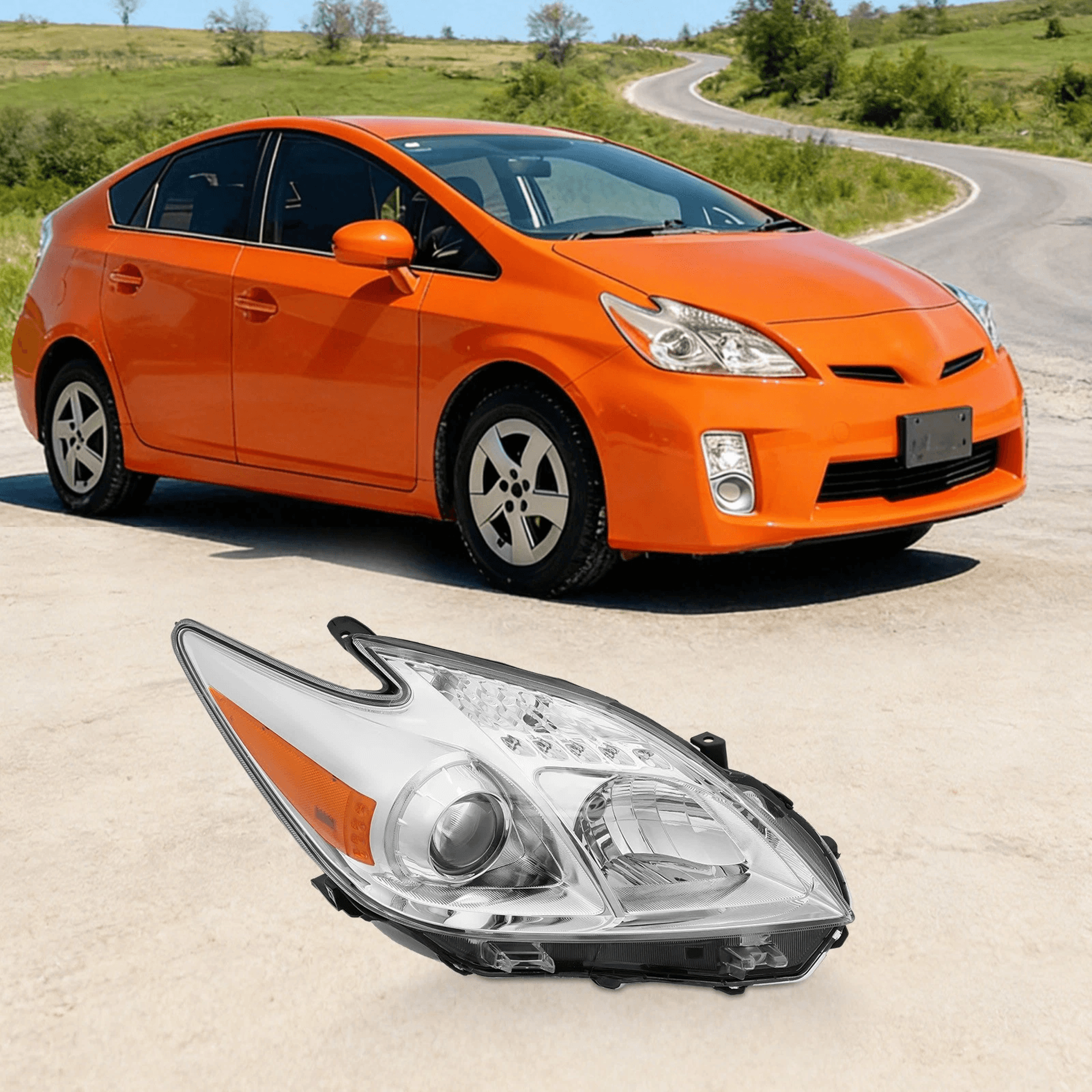 Toyota Prius Right Passenger Halogen Headlight Replacement Direct Fit RH 0