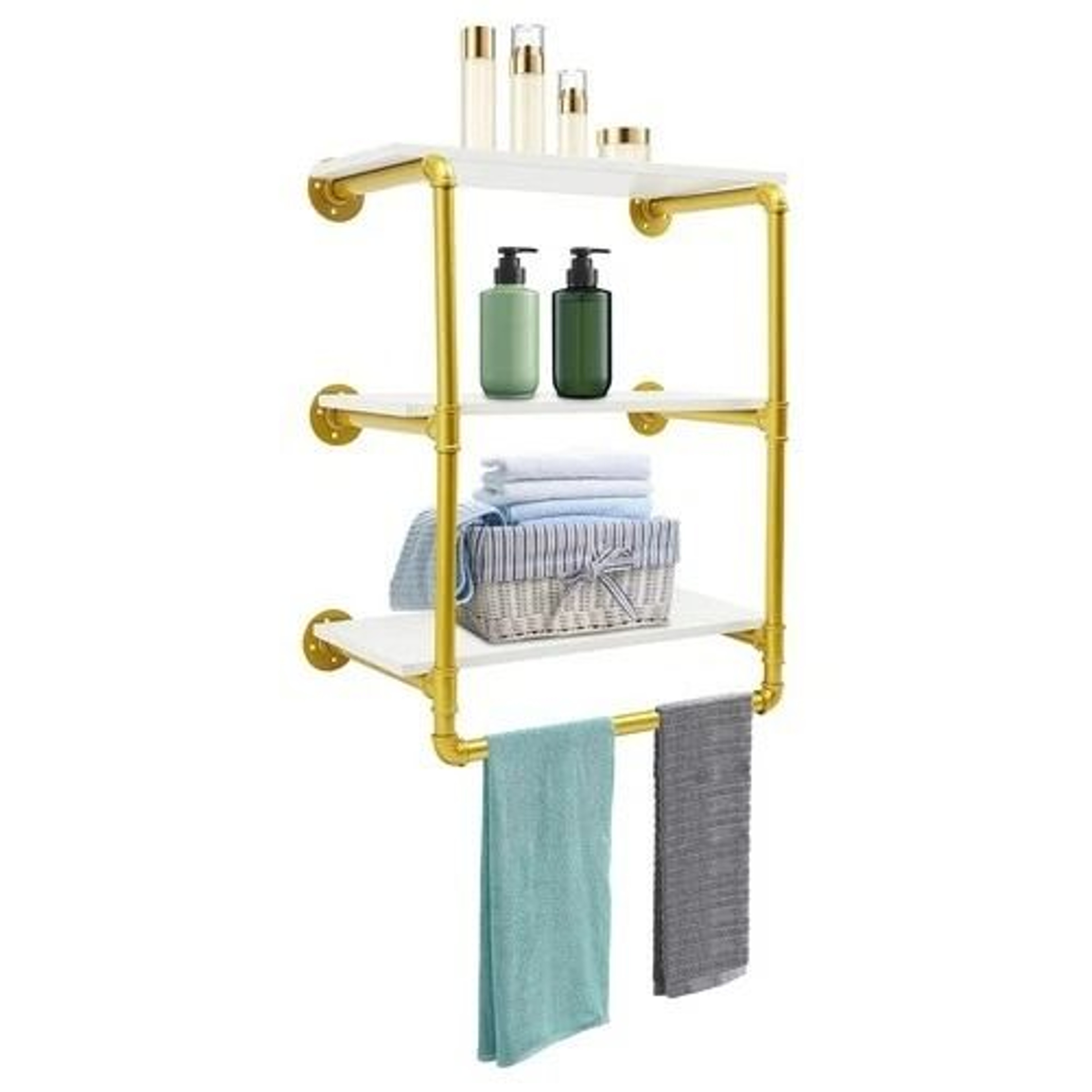 Industrial Pipe Clothing Rack Wall Mounted Clothes Rack With Shelves 1
